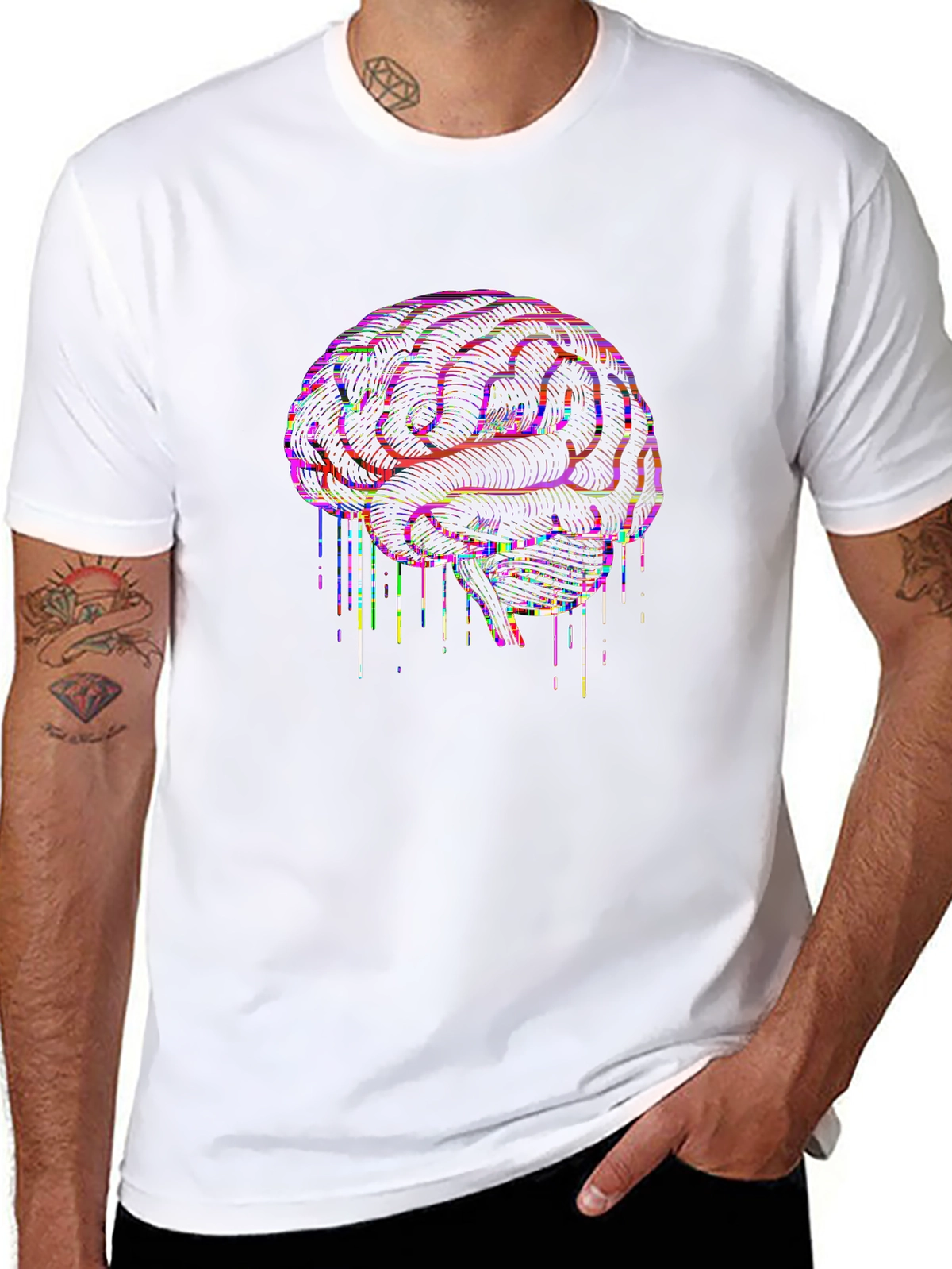Future Tech Tee – Neon brain with