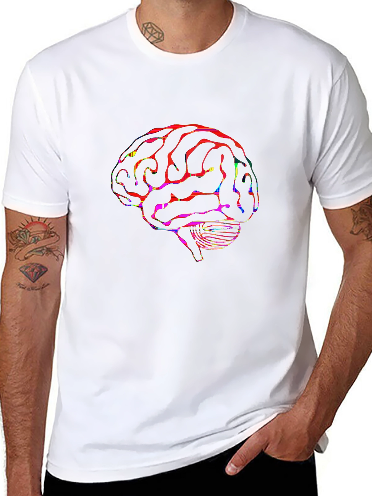 Future Tech Tee – Neon brain with