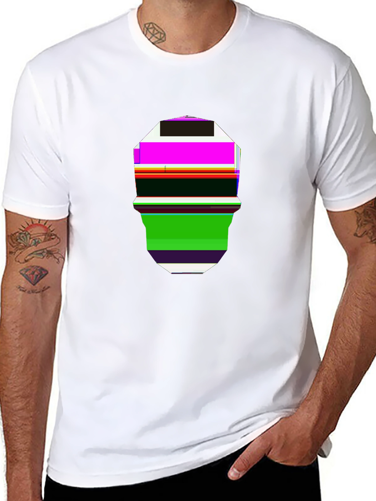 Dark Aesthetic Tee – Crystal skull, geometric