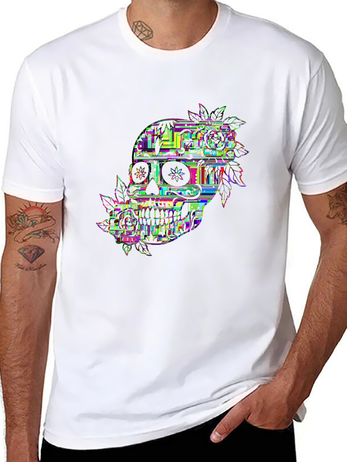 Dark Aesthetic Tee – Sugar skull with