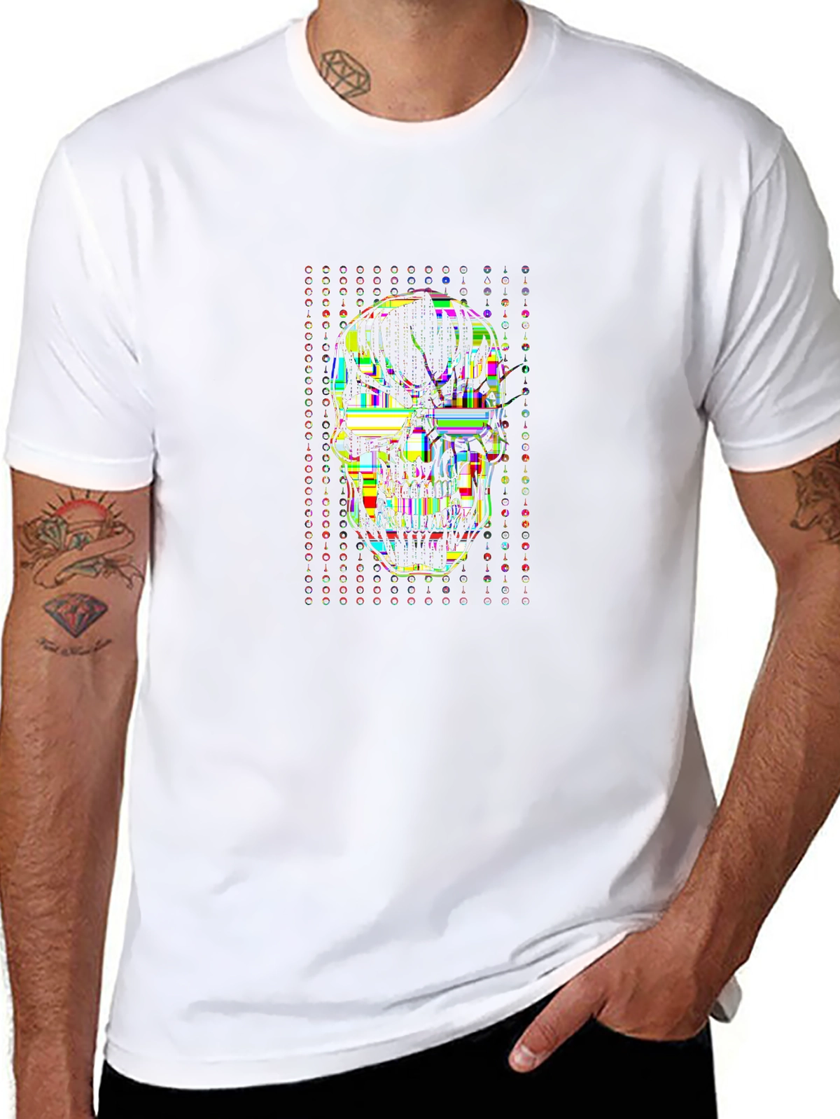 Future Tech Tee – Hacker skull, matrix