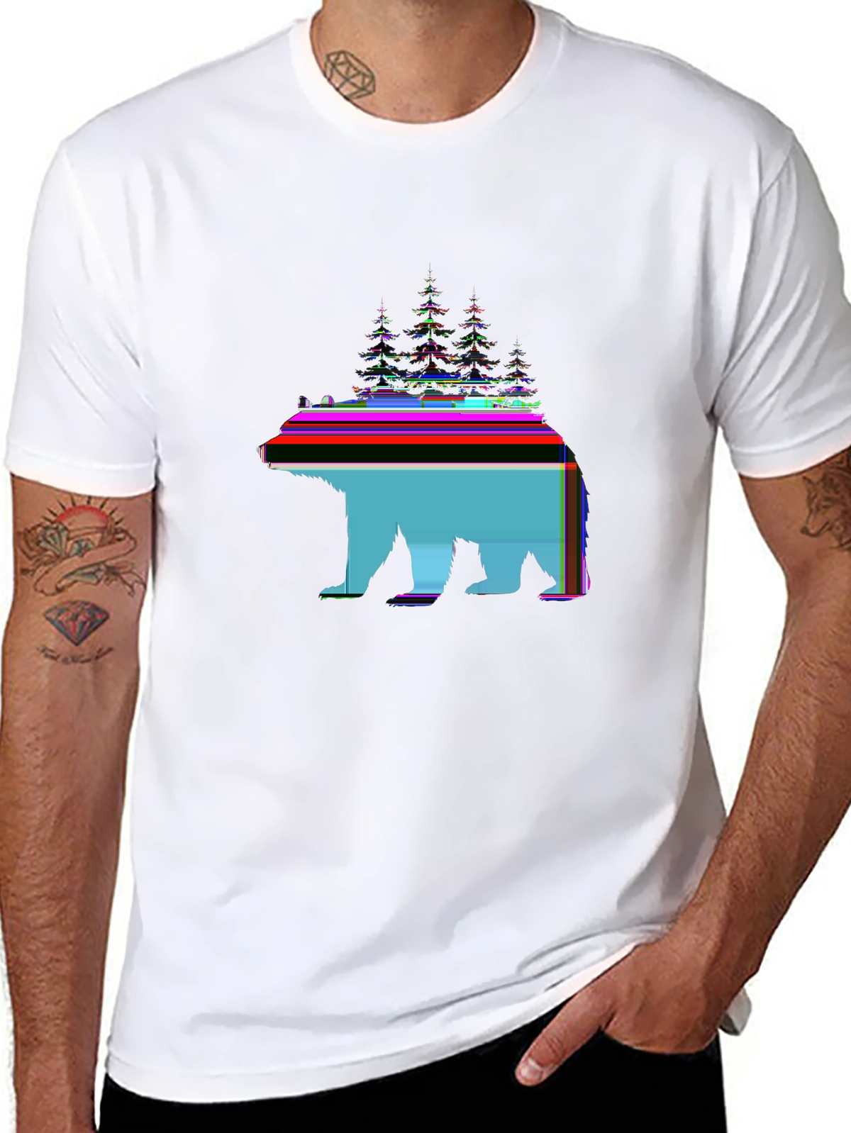 Wild Explorer Tee – Bear silhouette, forest