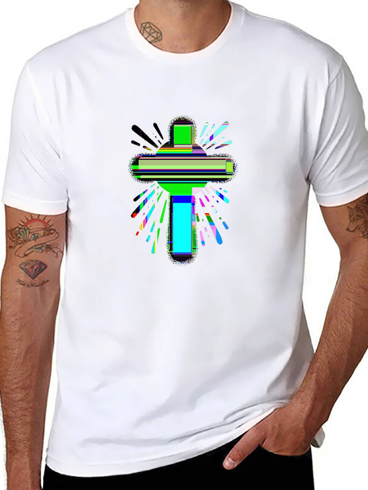 Faith Over Fear Tee – Cross with light