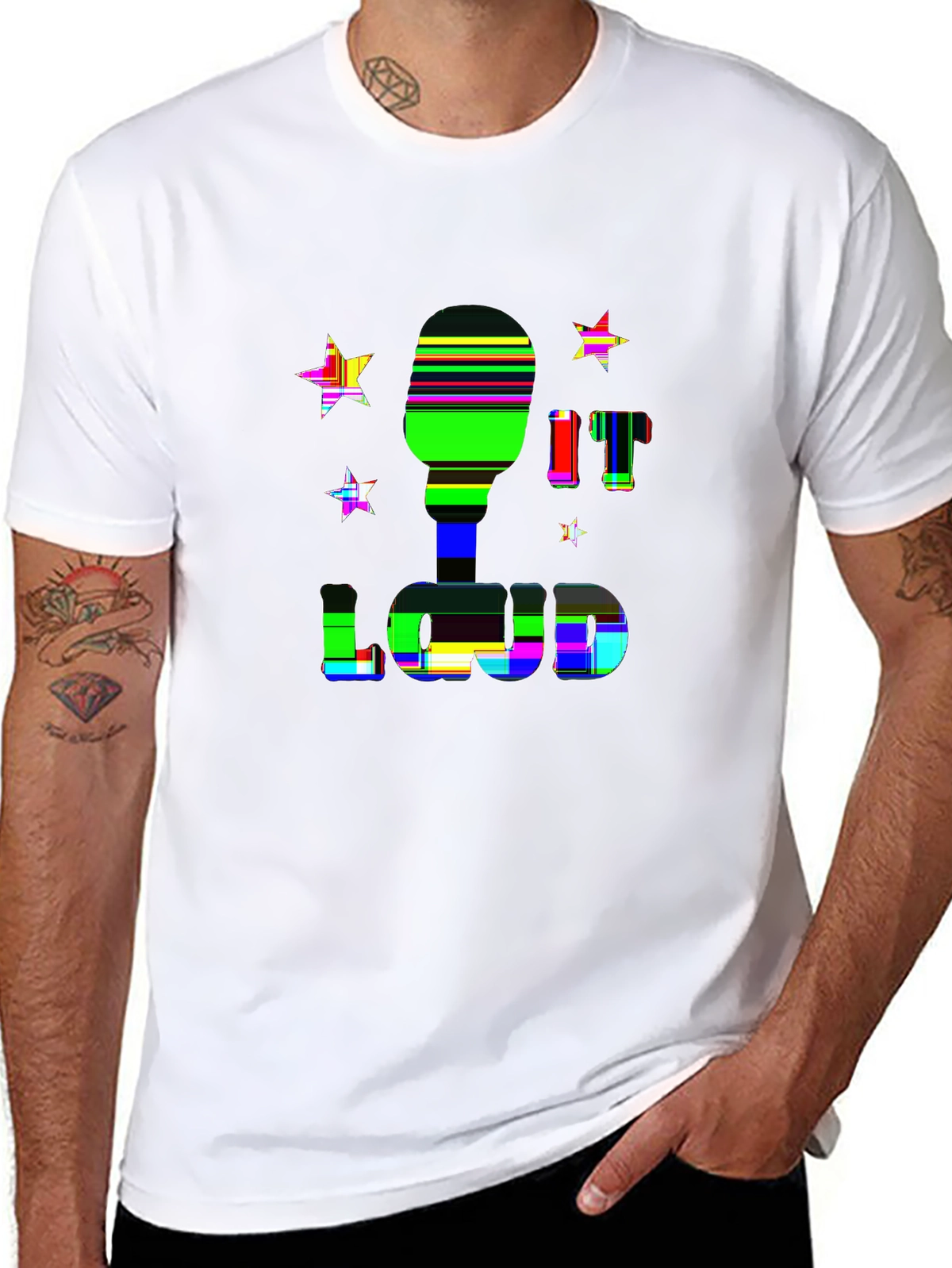 Vibes Music Tee – Microphone with stars