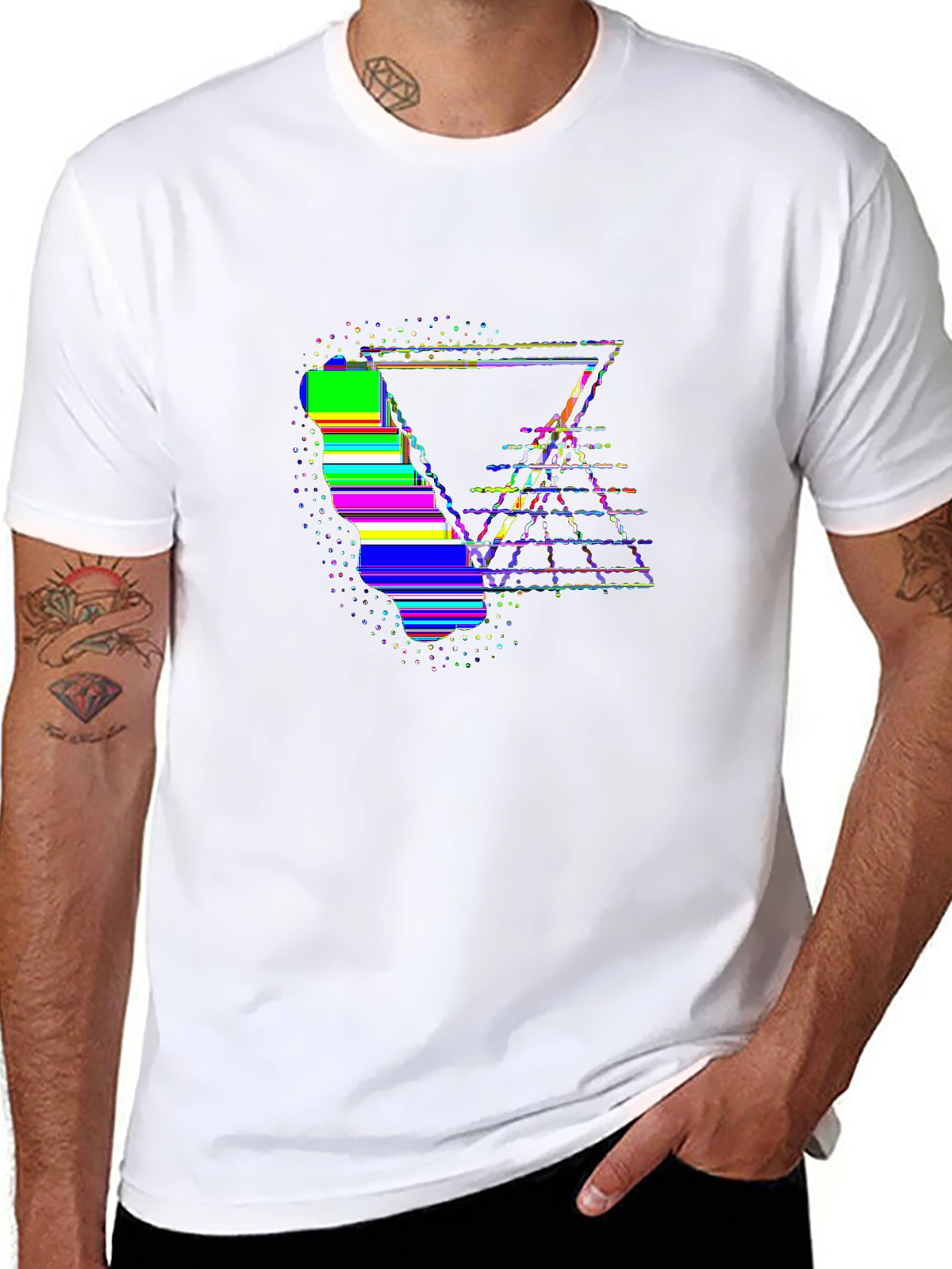 Retro Rewind Tee – 80s geometric sun