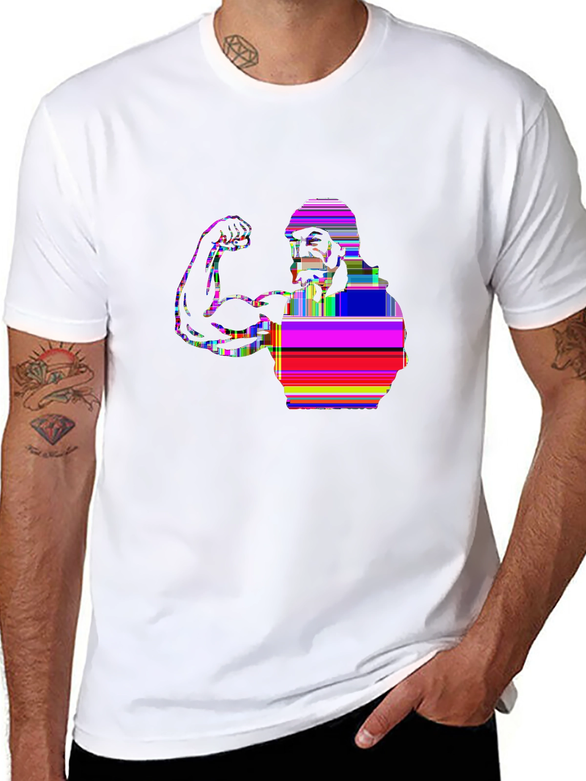 Train Hard Tee – Muscle arm flexing