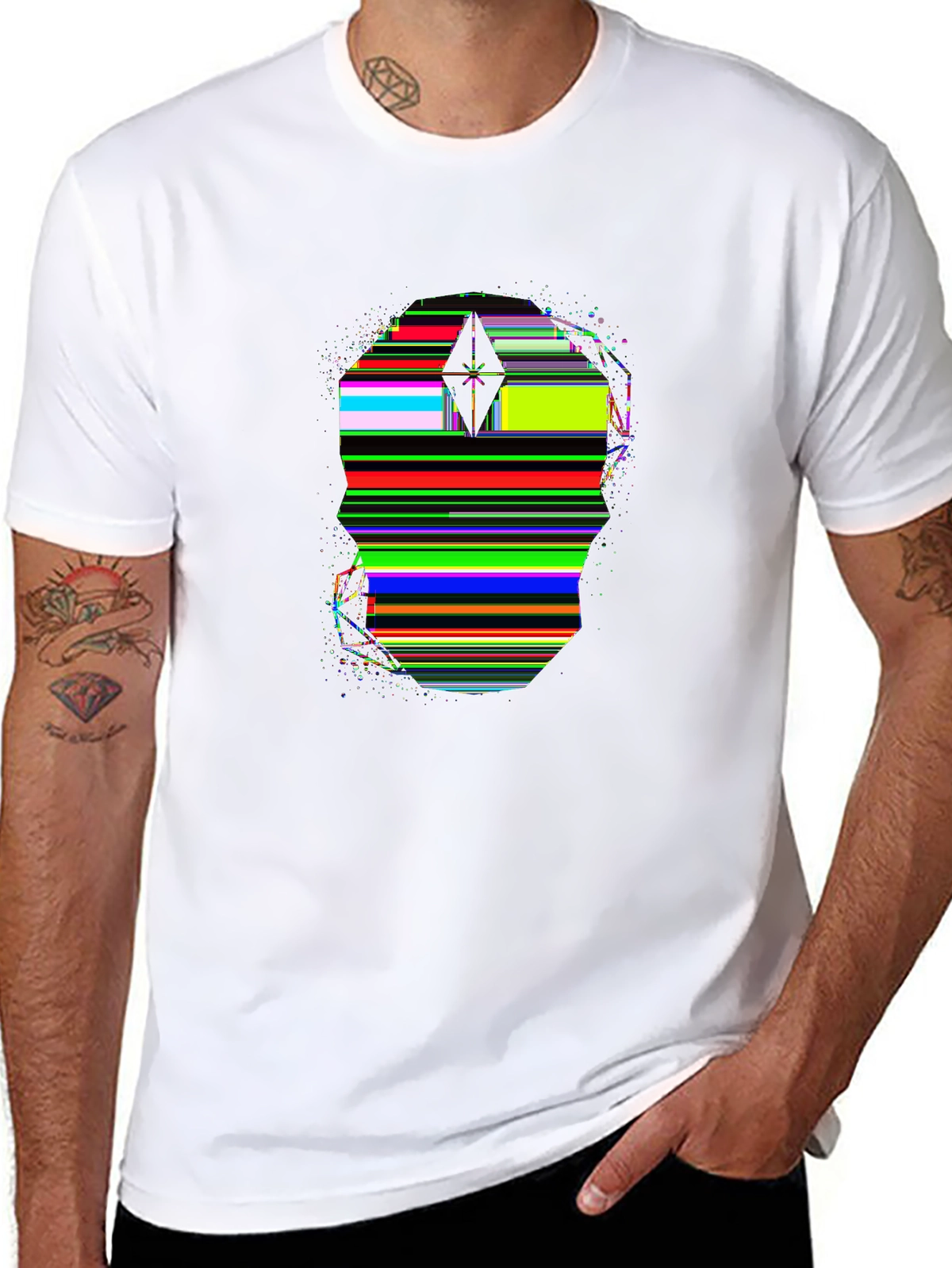 Dark Aesthetic Tee – Crystal skull, geometric
