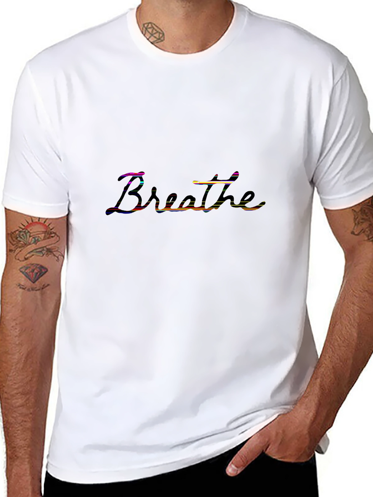 Minimal Statement Tee – Monoline 'BREATHE', simple