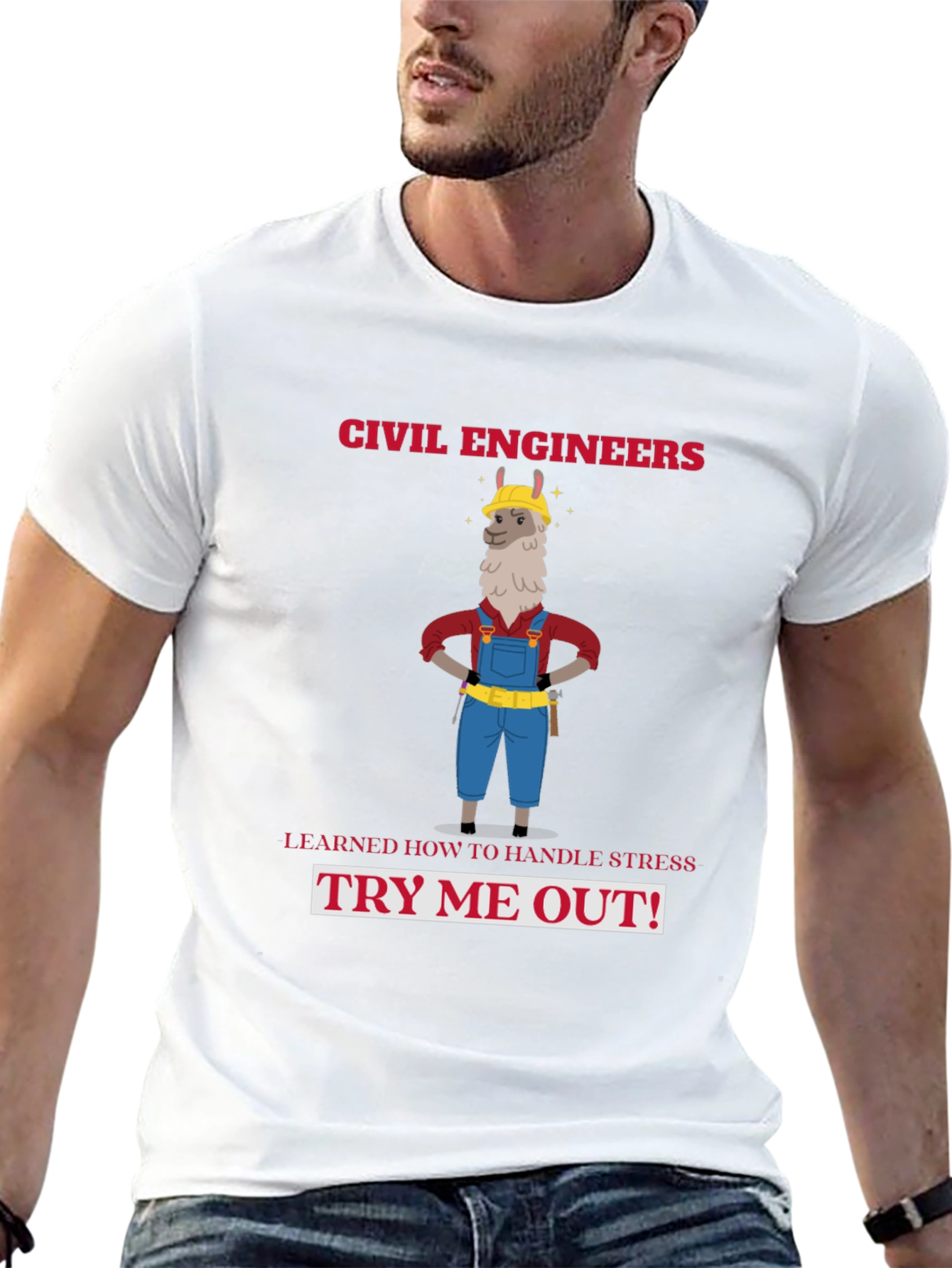 Civil Engineers Llama T-Shirt: Handle Stress Try Me Out!
