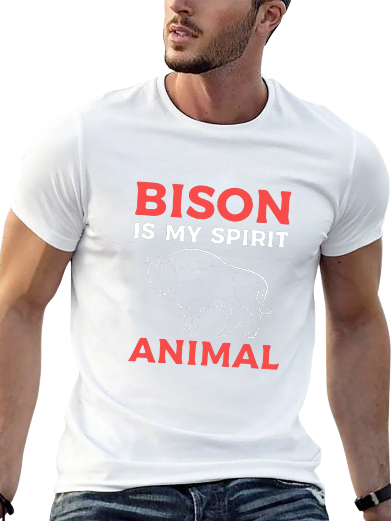 Bison Spirit Animal Black T-Shirt