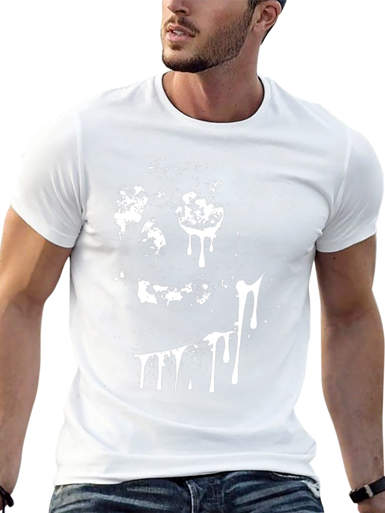 Creepy Skull Graphic Tee - Black Cotton T-Shirt