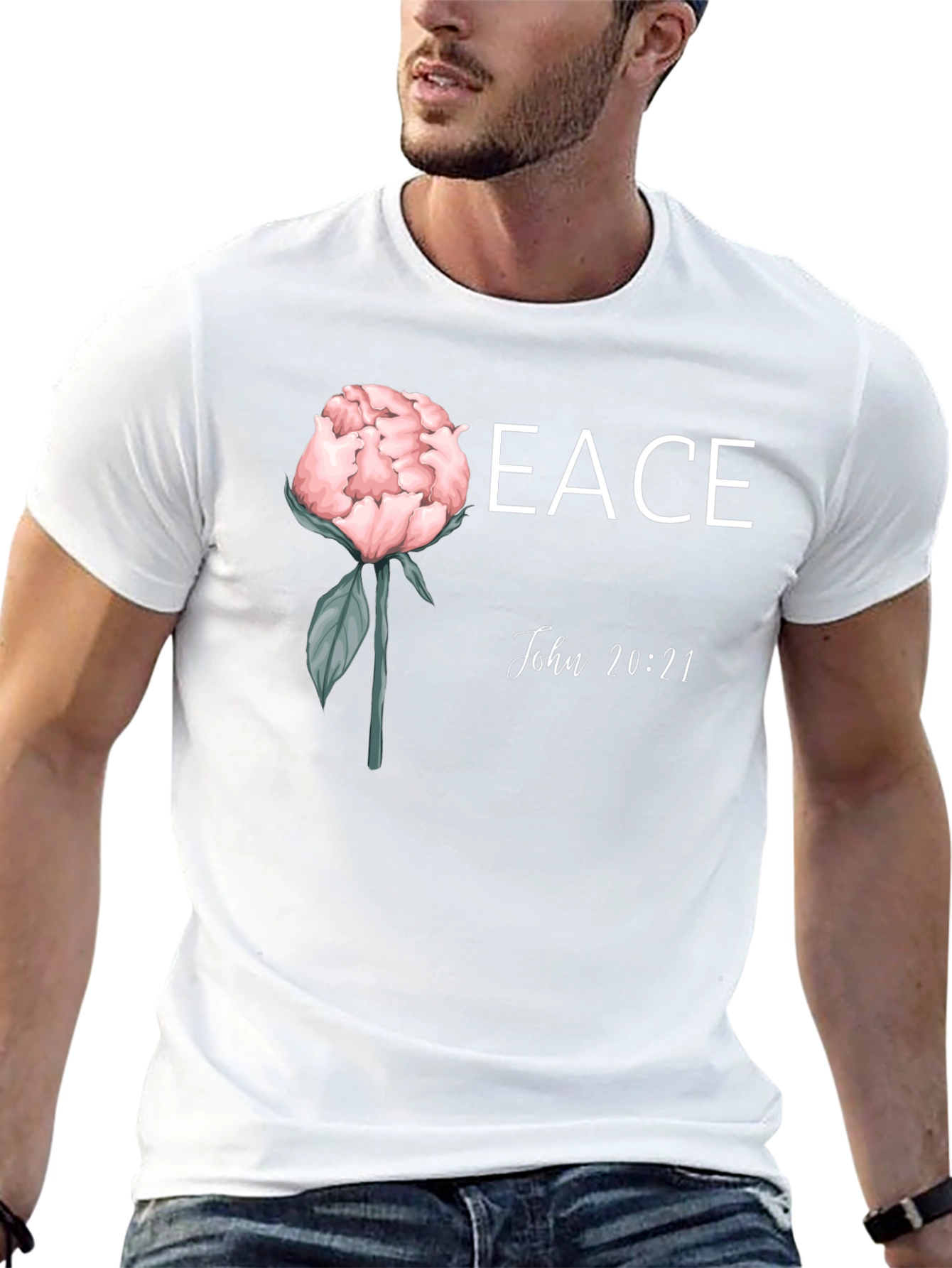 Peace John 20:21 Floral T-Shirt