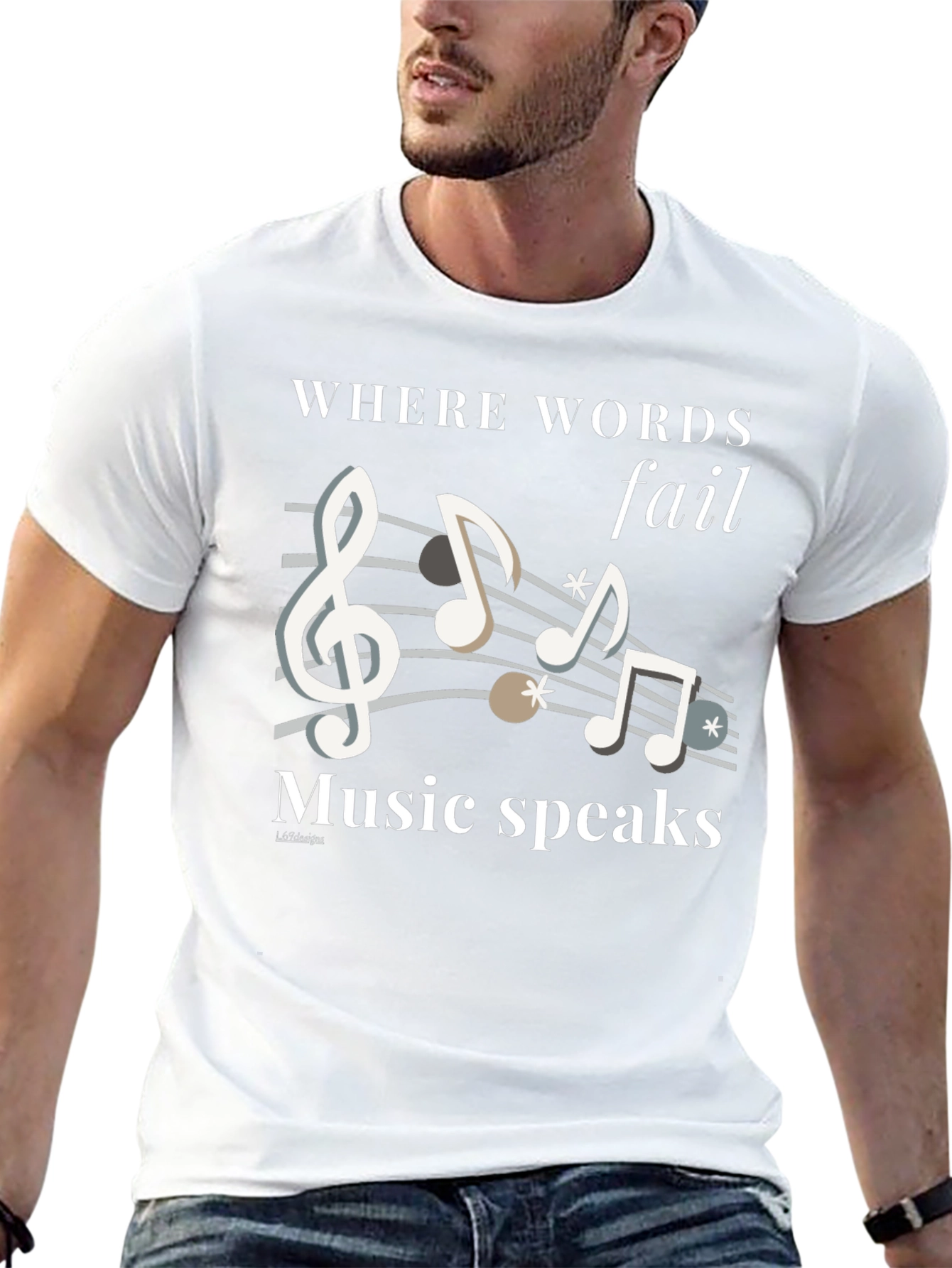 Music Speaks Graphic Tee - Black Cotton T-Shirt