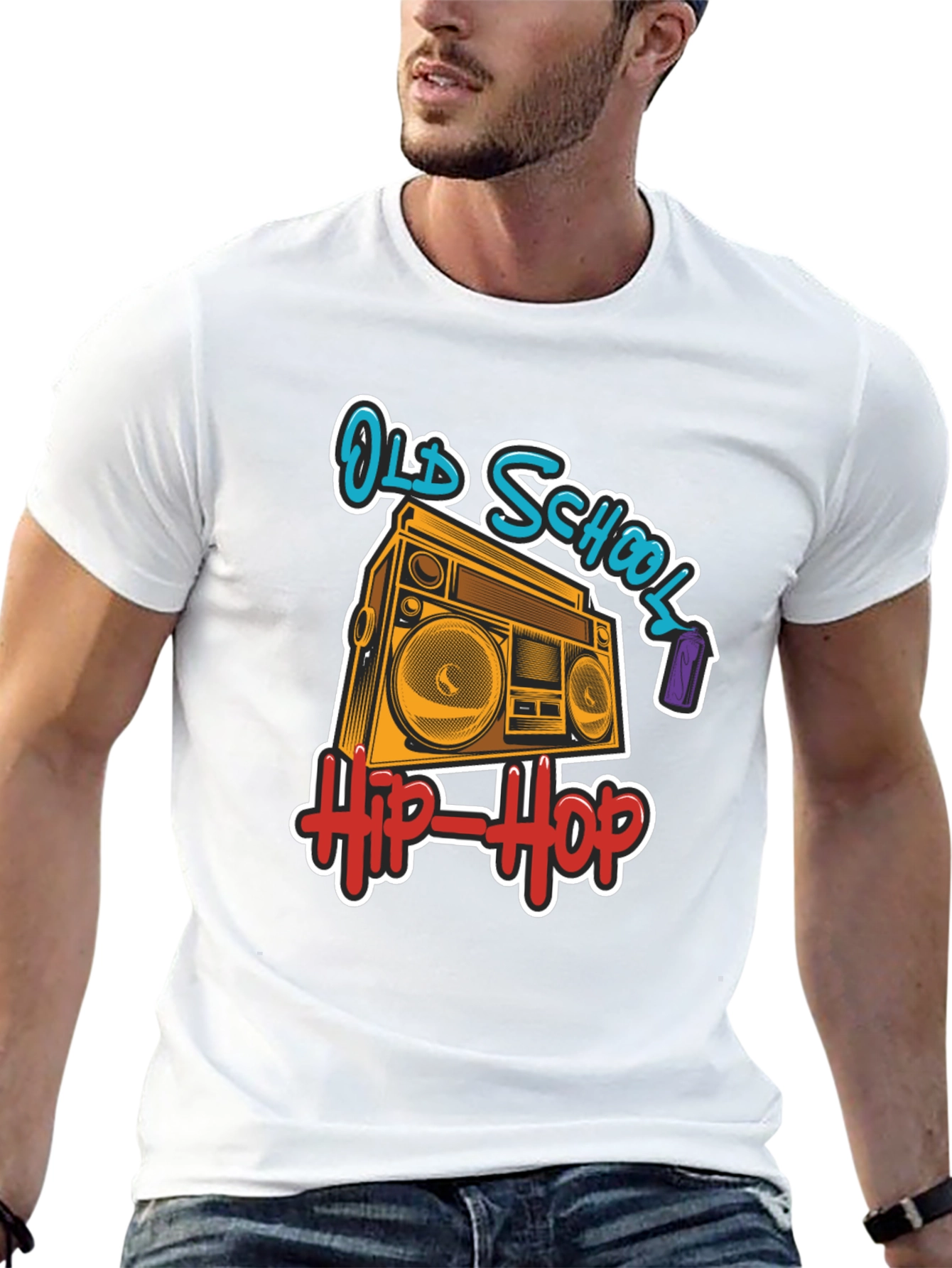 Old School Hip-Hop Boombox Black T-Shirt