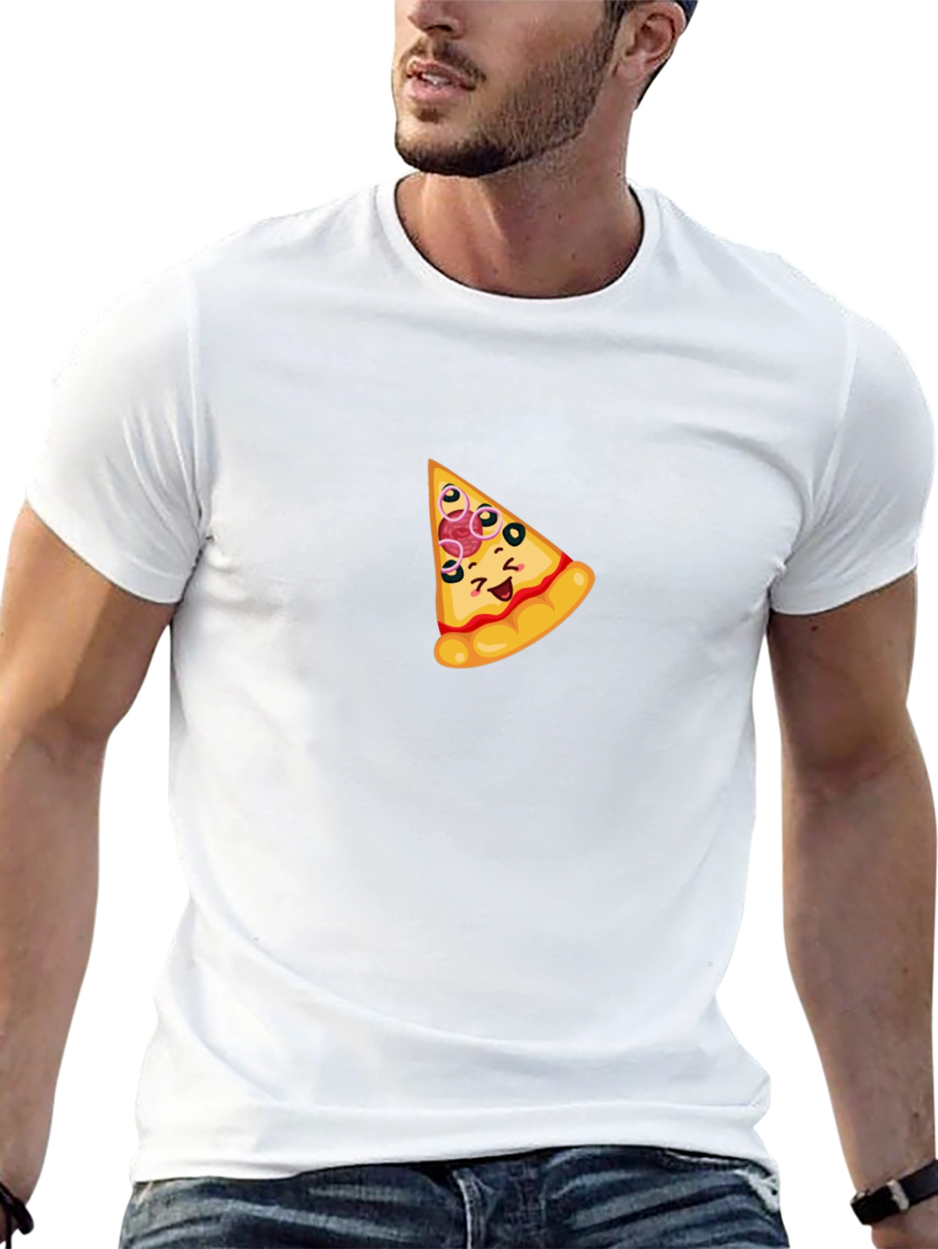 Funny Pizza Slice Graphic T-Shirt - Black
