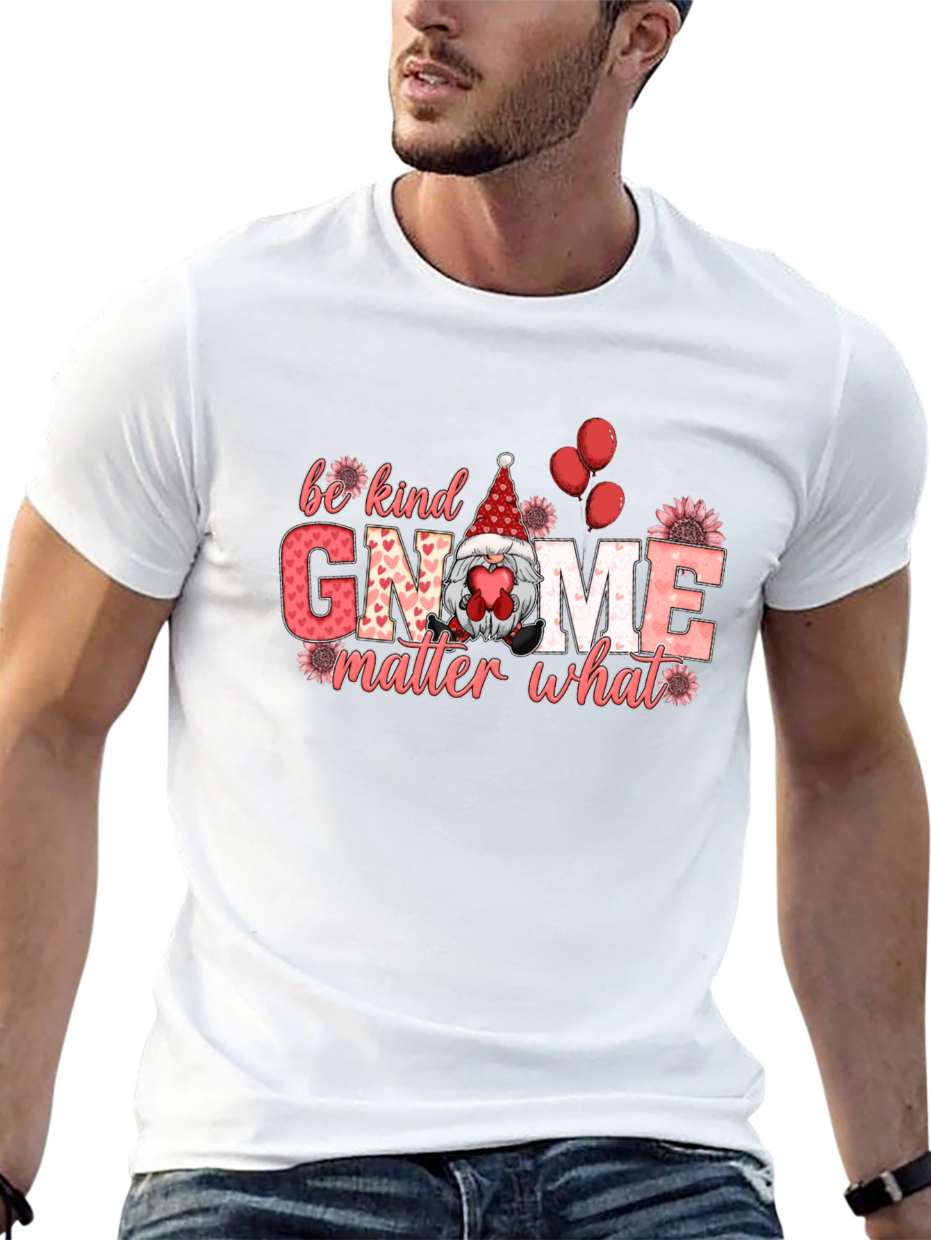 Be Kind Gnome Valentines Day Graphic T-Shirt