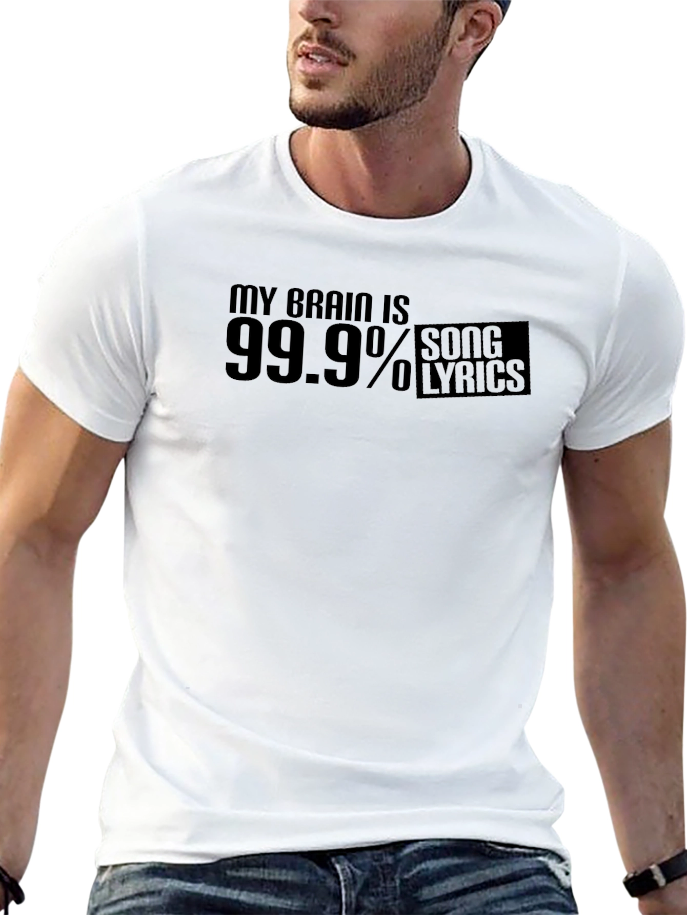 My Brain is 99.9% Song Lyrics Funny Black T-Shirt