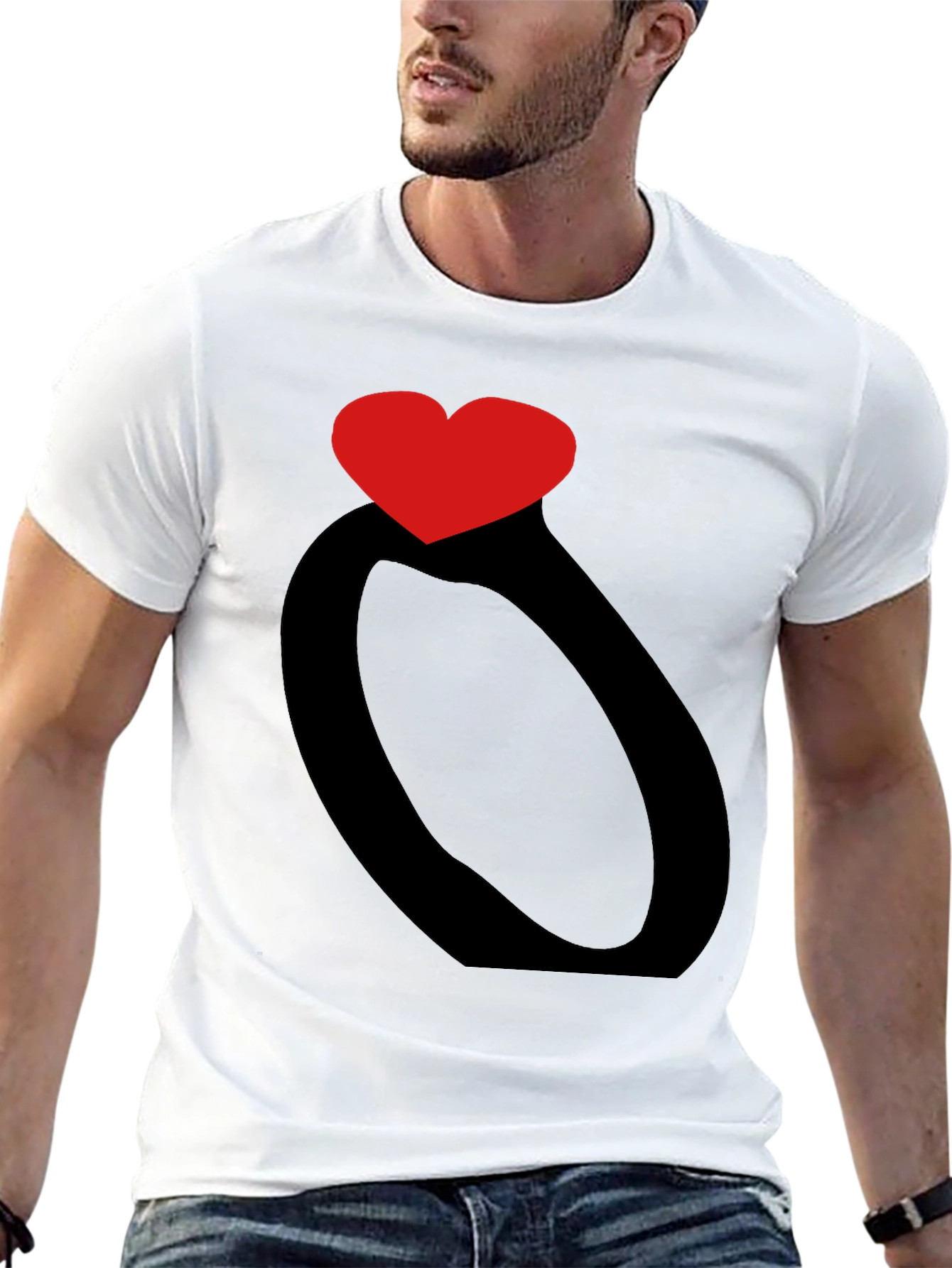 Heart Ring Graphic Black T-Shirt