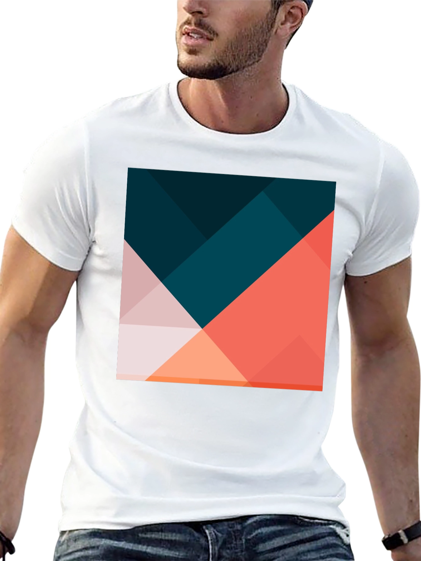 Geometric Print Black T-Shirt - Modern Casual Wear