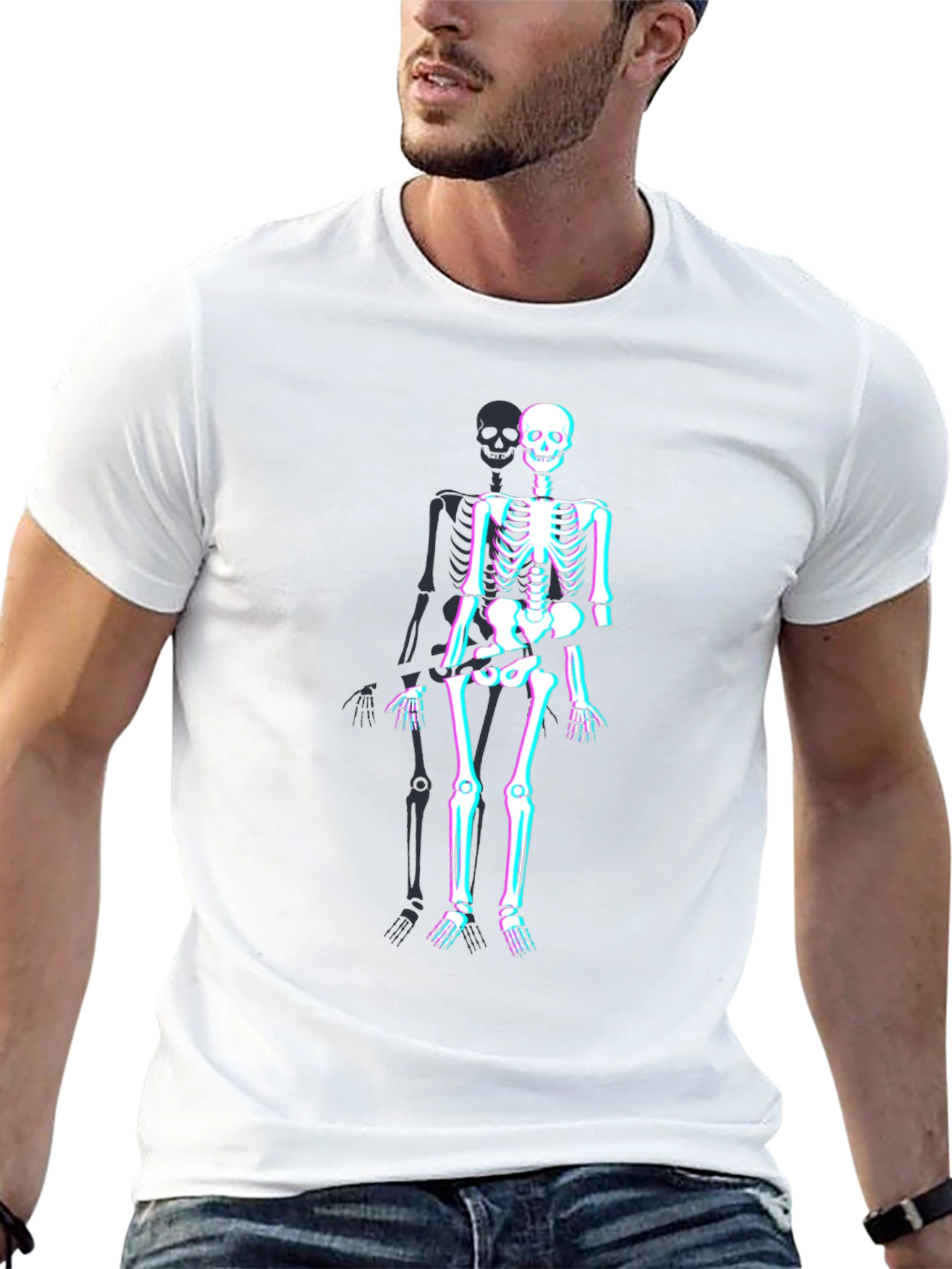 Skeleton Glitch Graphic Tee - Mens