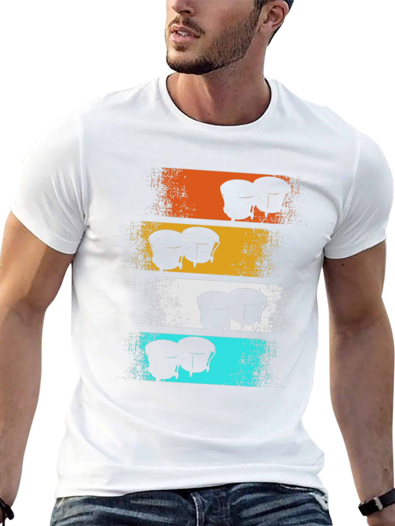 Retro Bongo Drums Graphic Tee - Music Lover Shirt