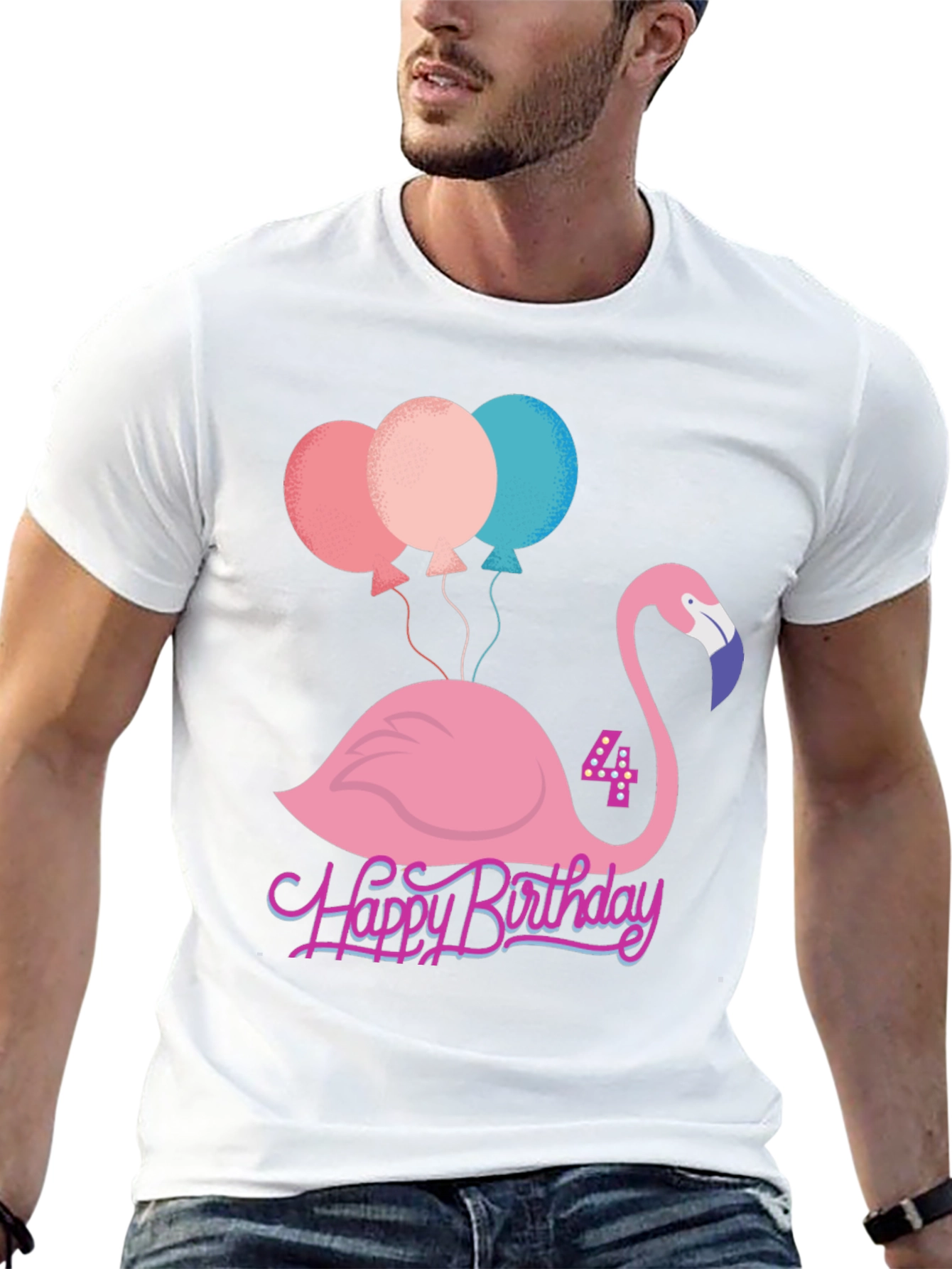 Cute Flamingo 4th Birthday T-Shirt