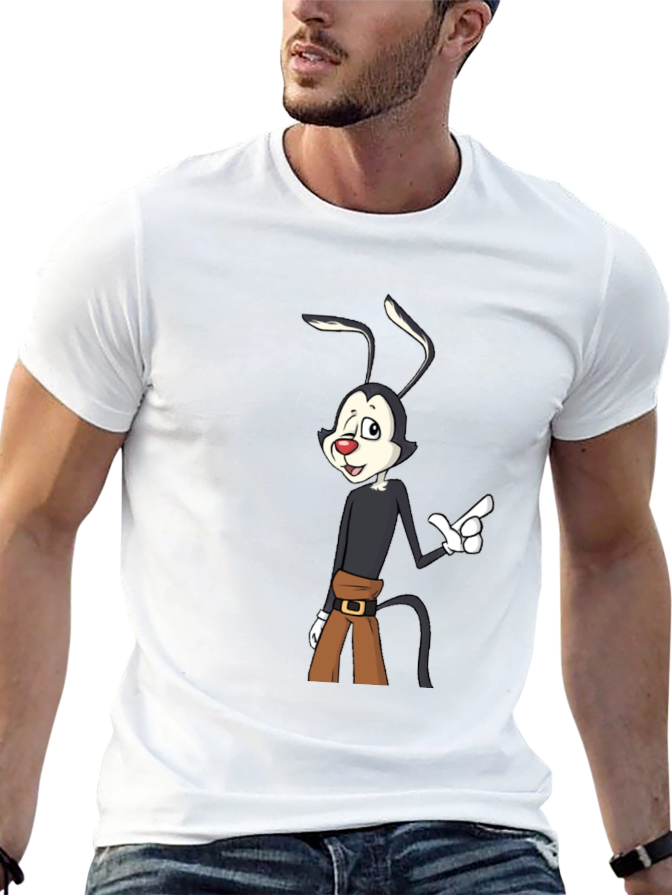 Wakko Warner Cartoon Black T-Shirt
