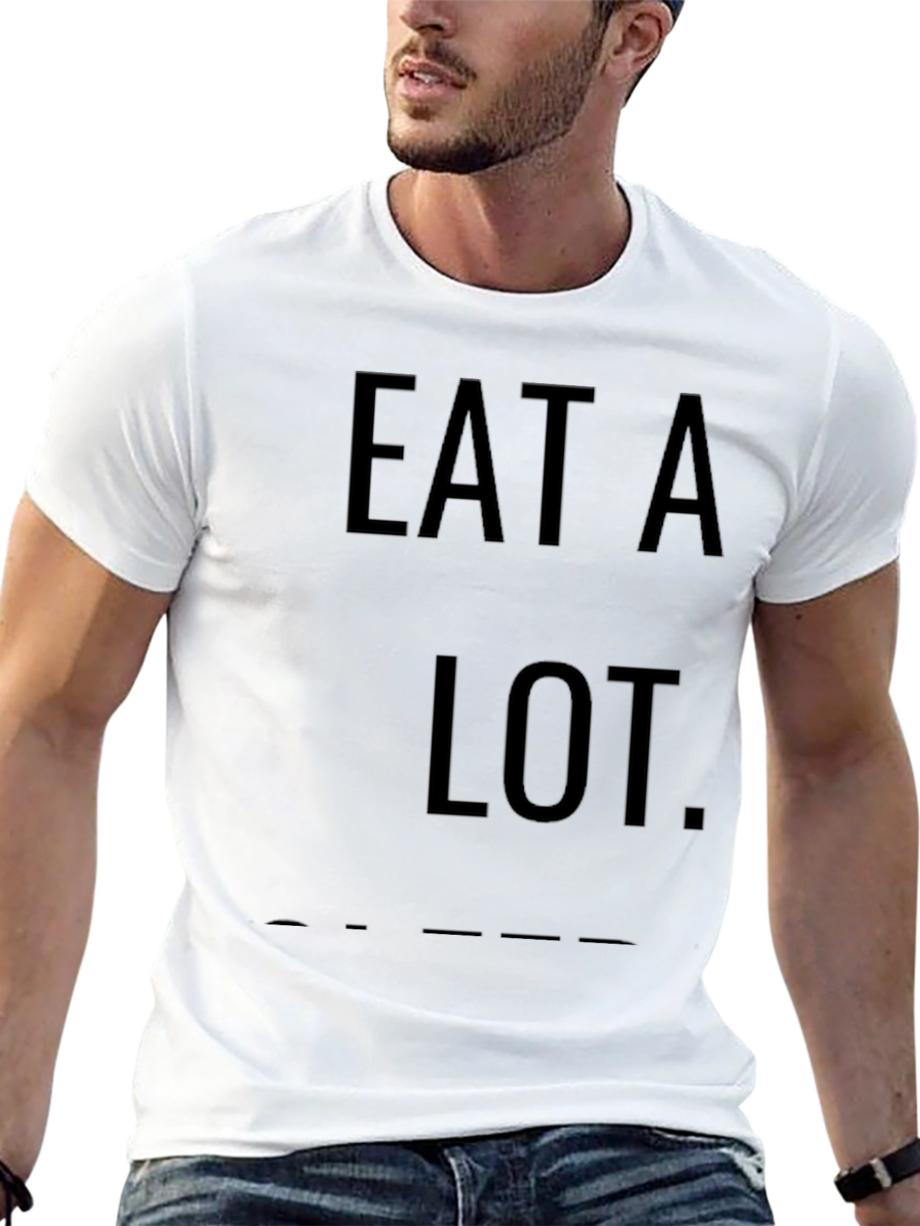 Eat a Lot T-Shirt - Black Cotton Casual Tee