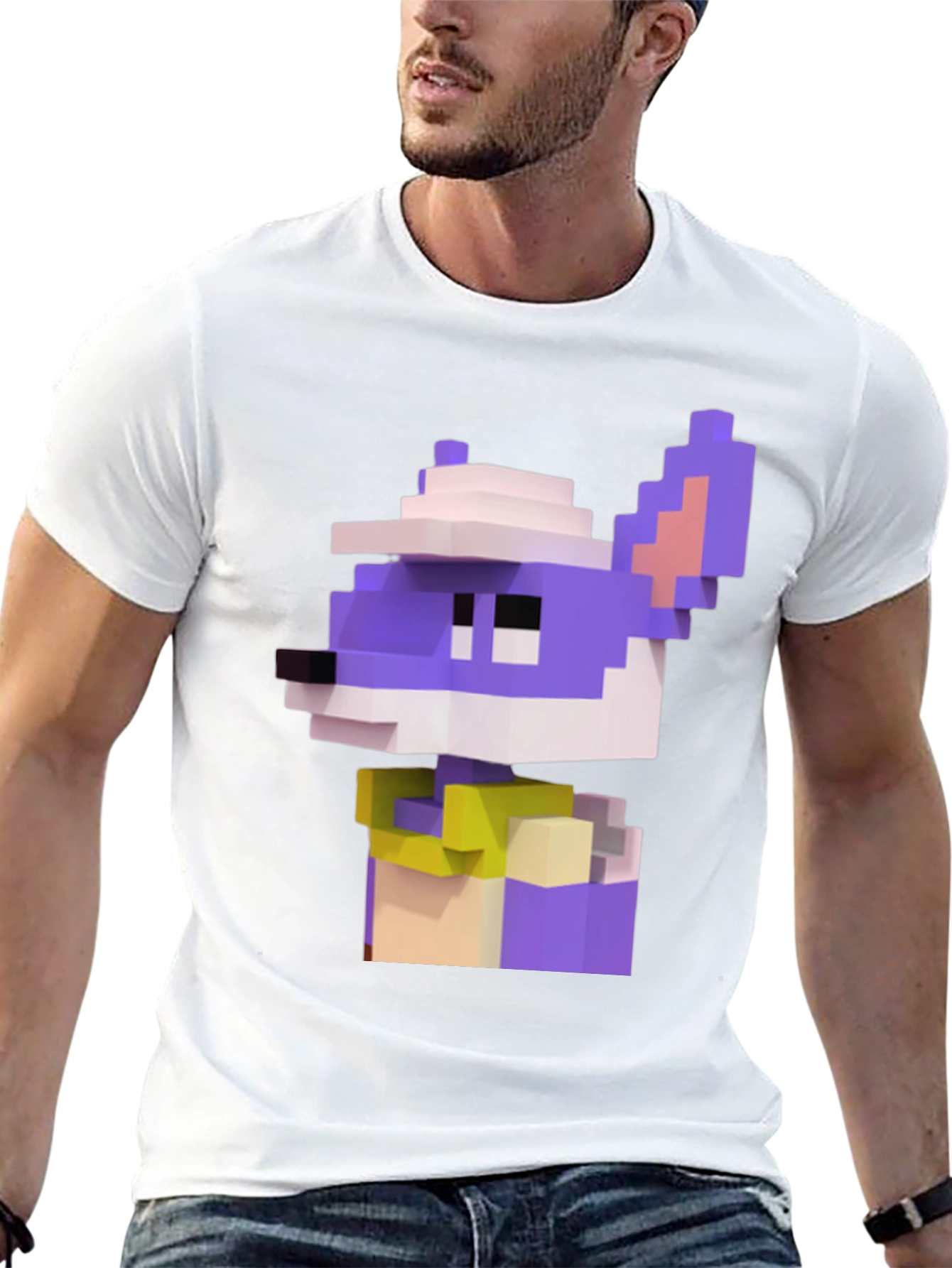 Pixel Art Character Graphic Tee - Black T-Shirt