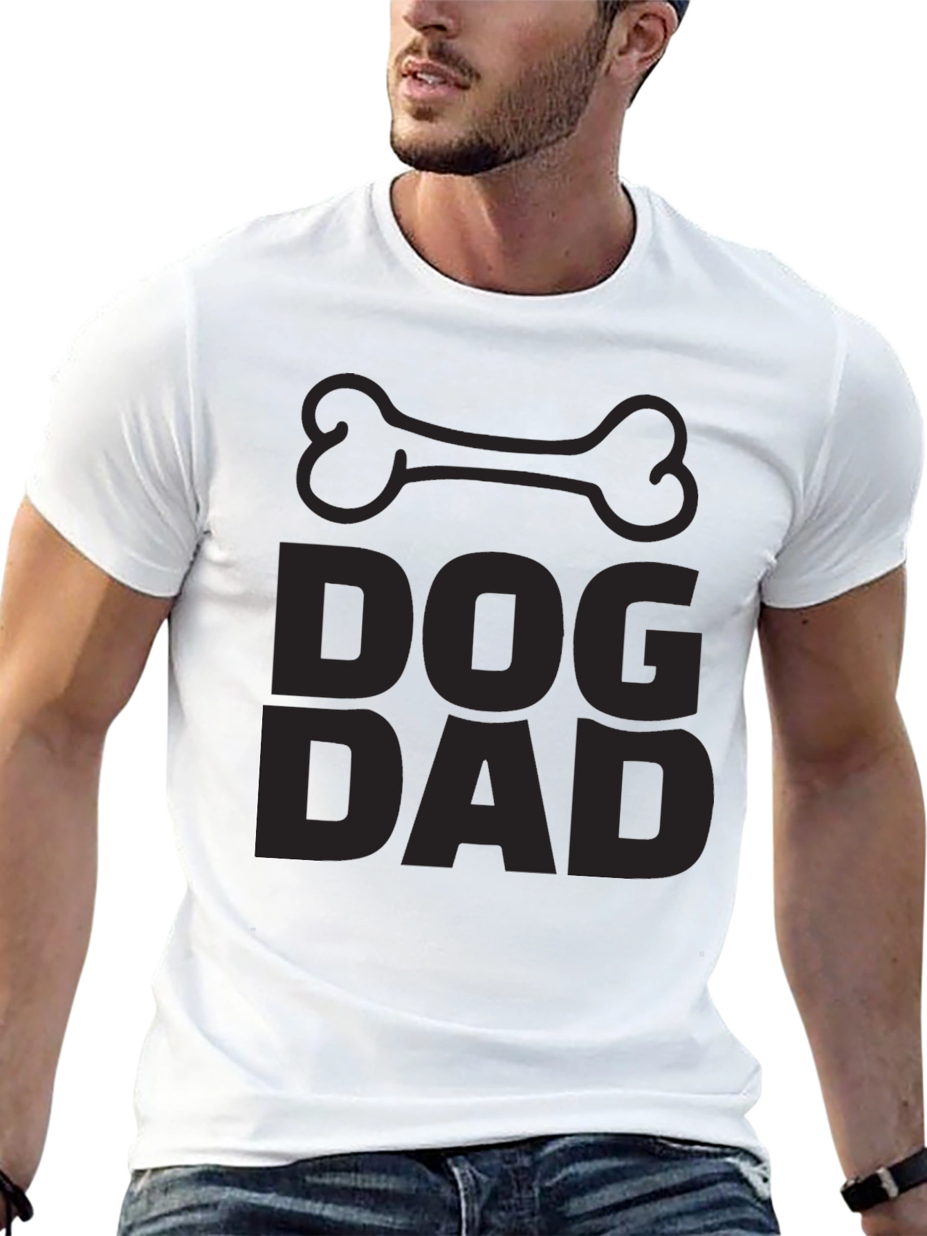 Dog Dad Black T-Shirt - Bone Graphic