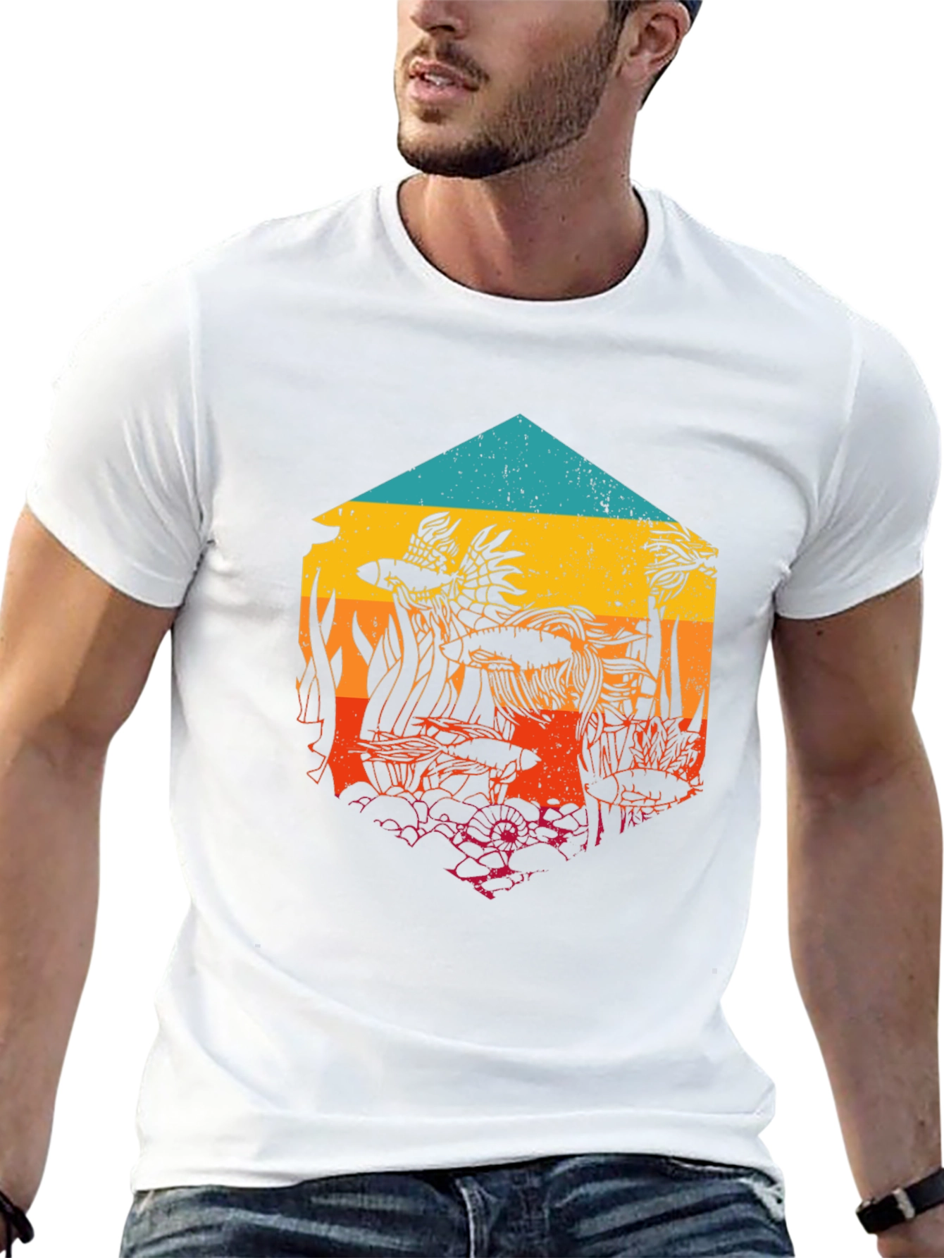 Retro Hexagon Aquarium Graphic Tee