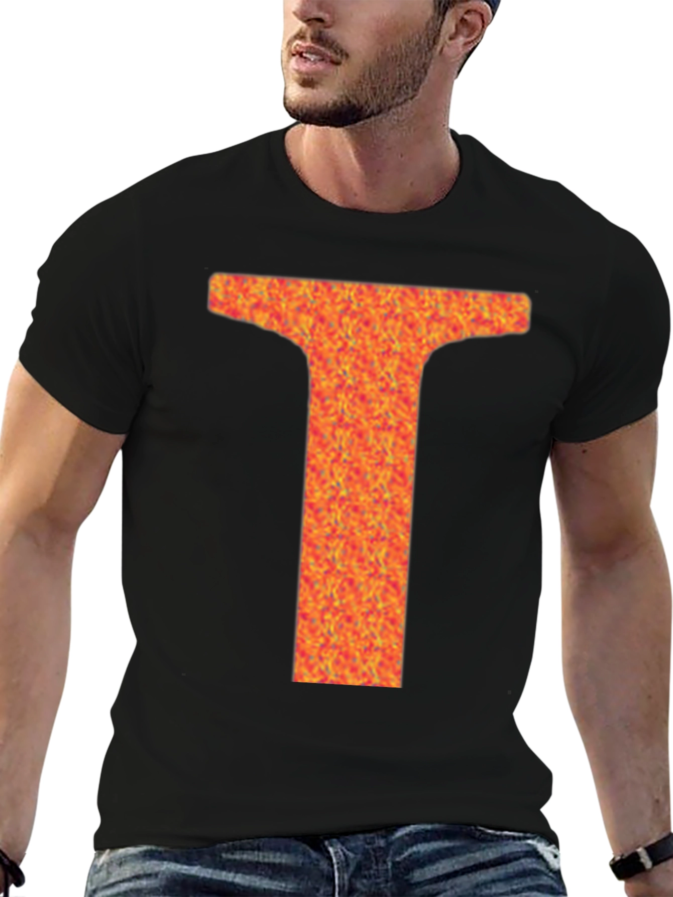 Fiery Letter T Graphic Tee - Bold Statement Shirt