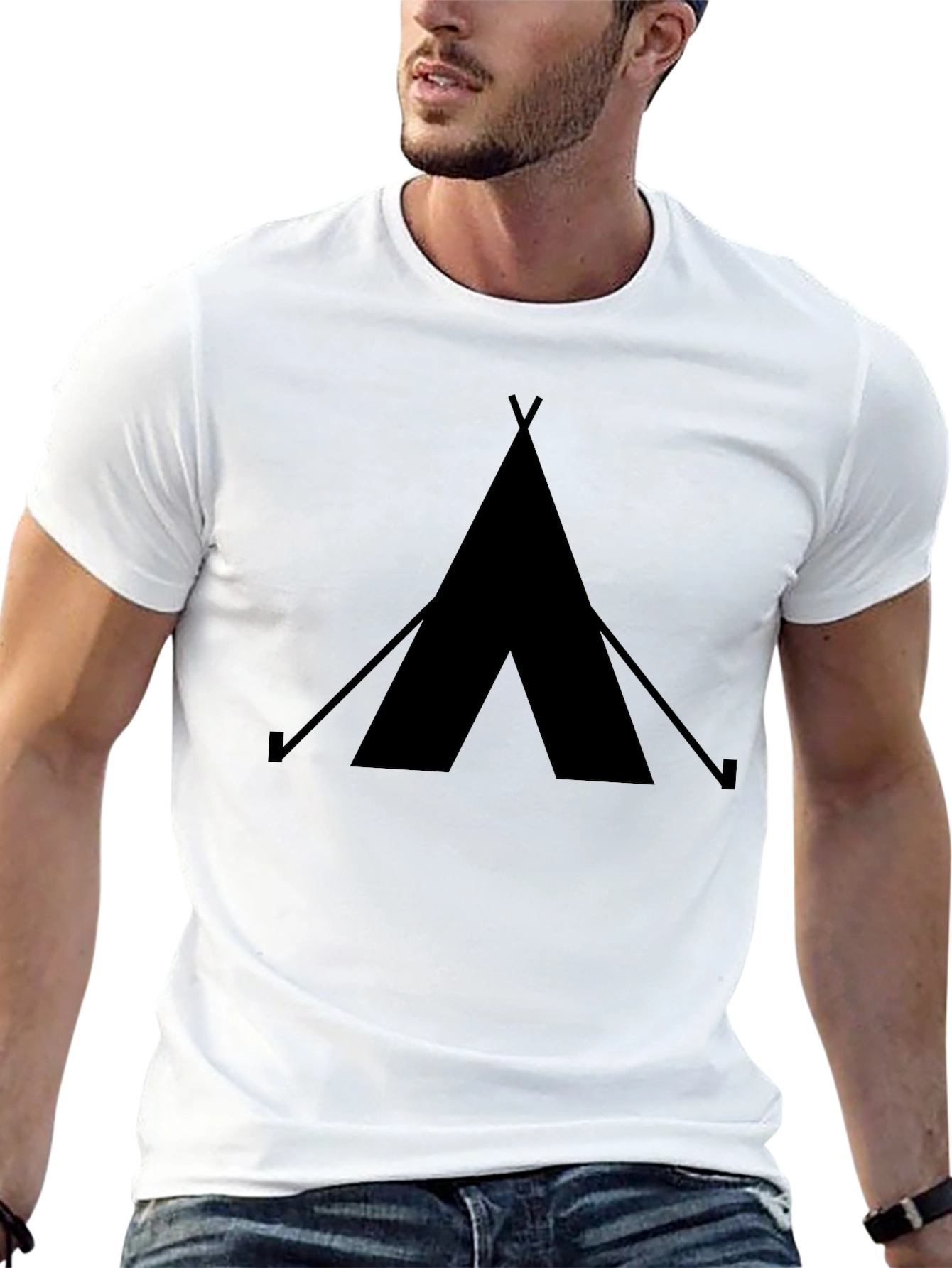 Black Tee with Tent Graphic