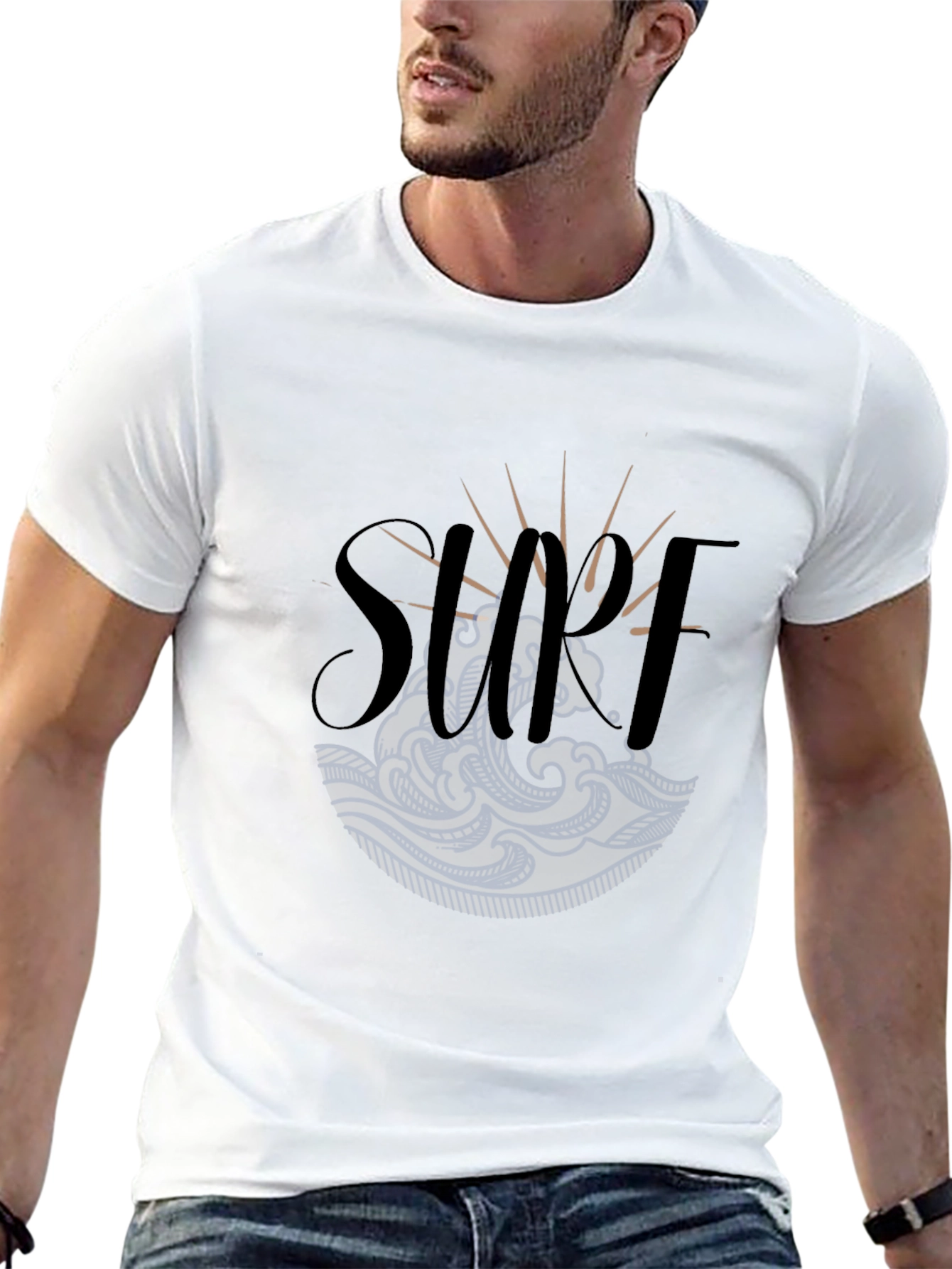 Surf Graphic Tee - Black Cotton T-Shirt