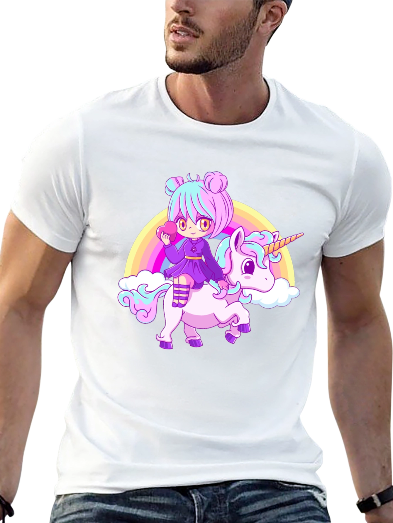 Anime Girl Unicorn Rainbow T-Shirt