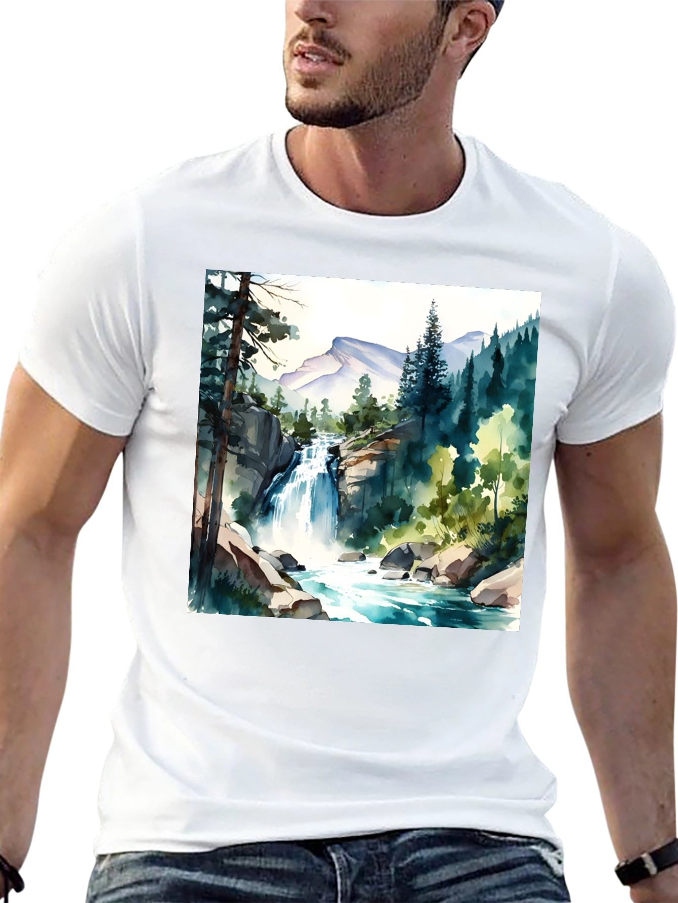 Watercolor Waterfall Graphic Tee