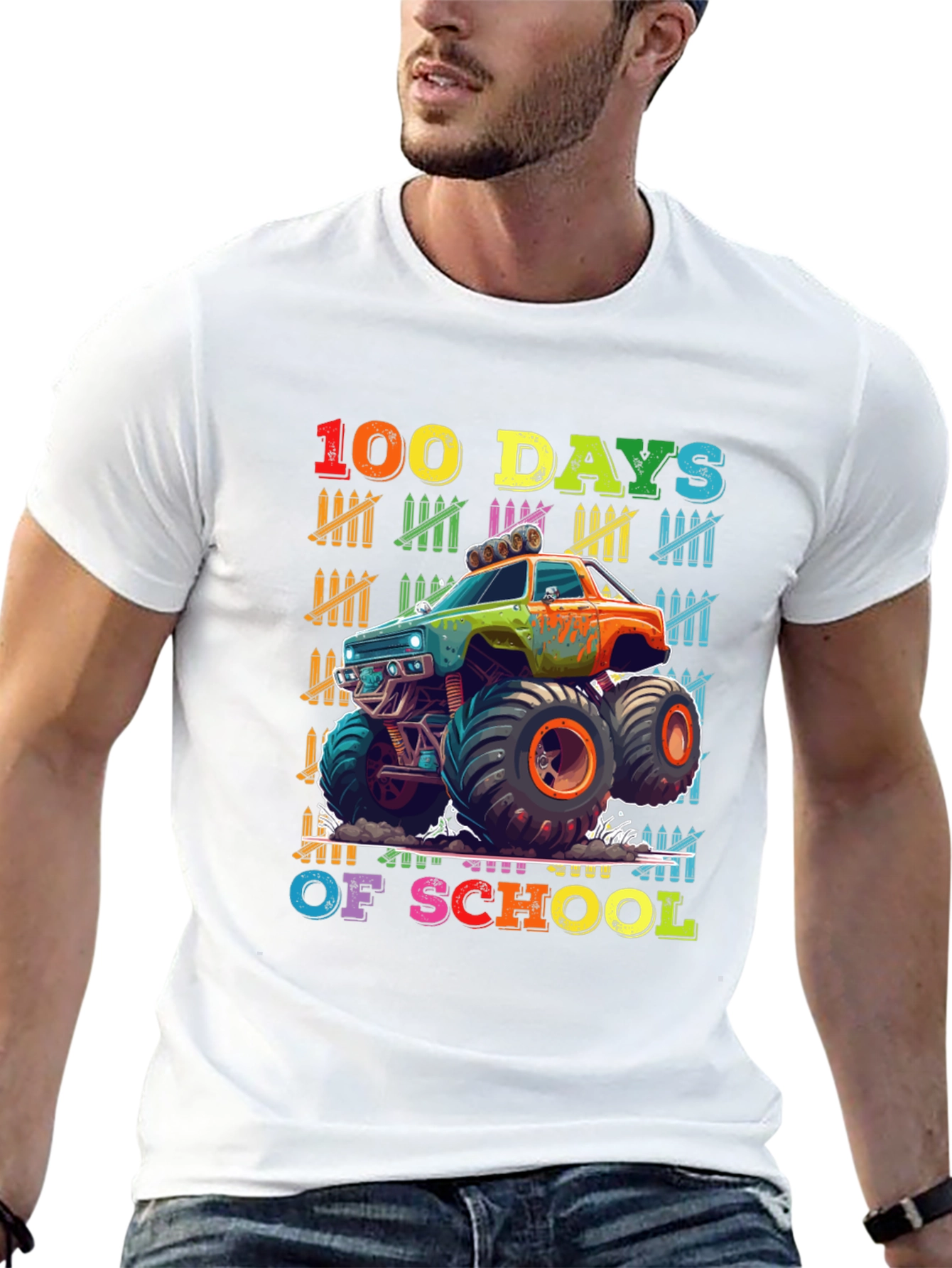 100 Days of School Monster Truck T-Shirt