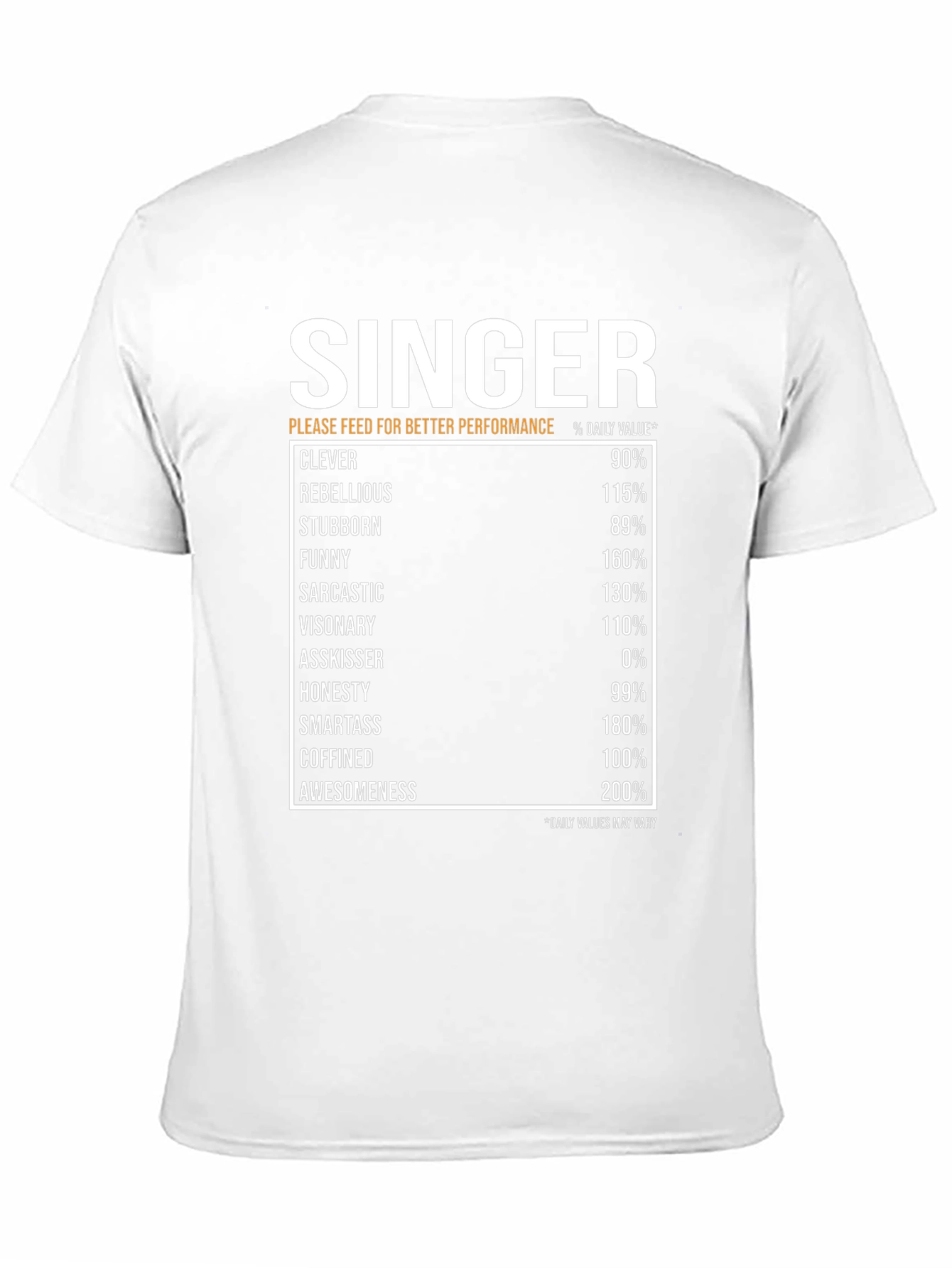 Singer Nutrition Facts T-Shirt