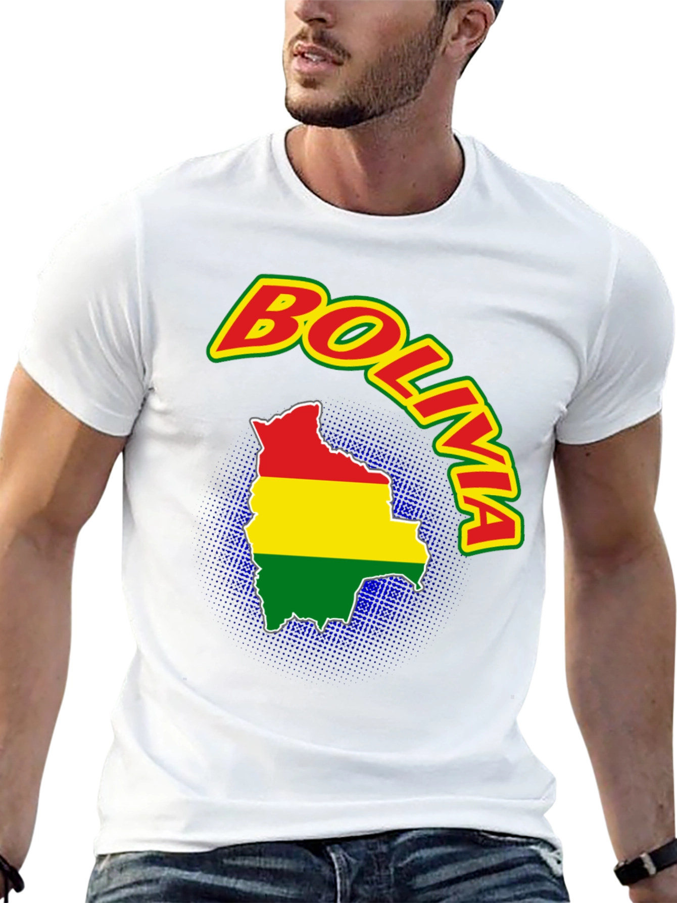 Bolivia Flag Map T-Shirt - Black