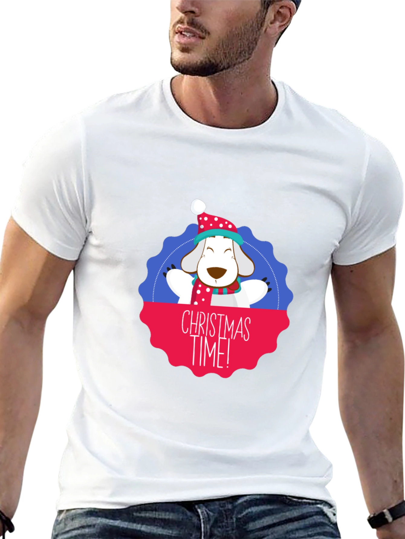 Christmas Time Dog Graphic T-Shirt