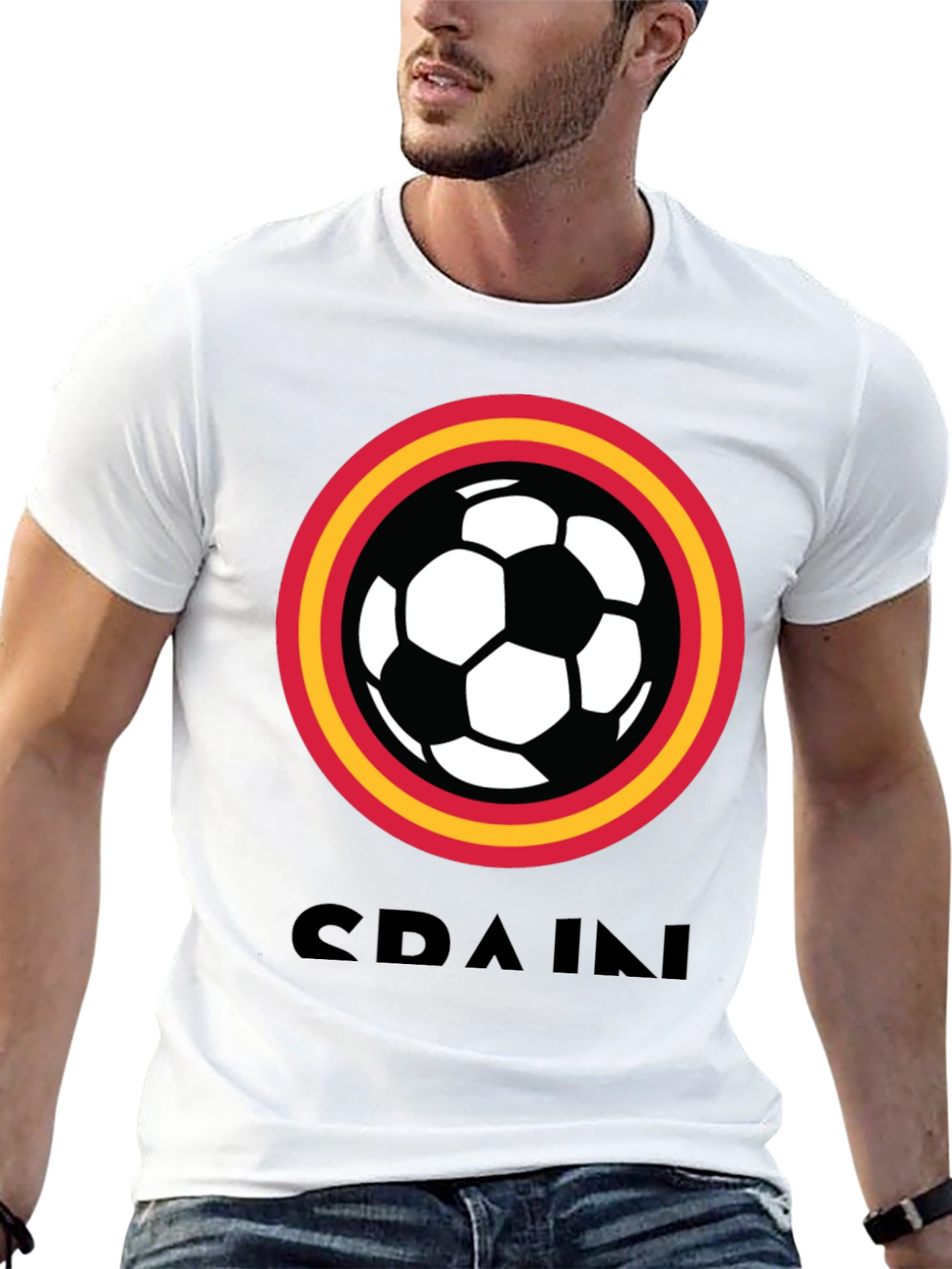 Spain Soccer T-Shirt - Black Football Tee