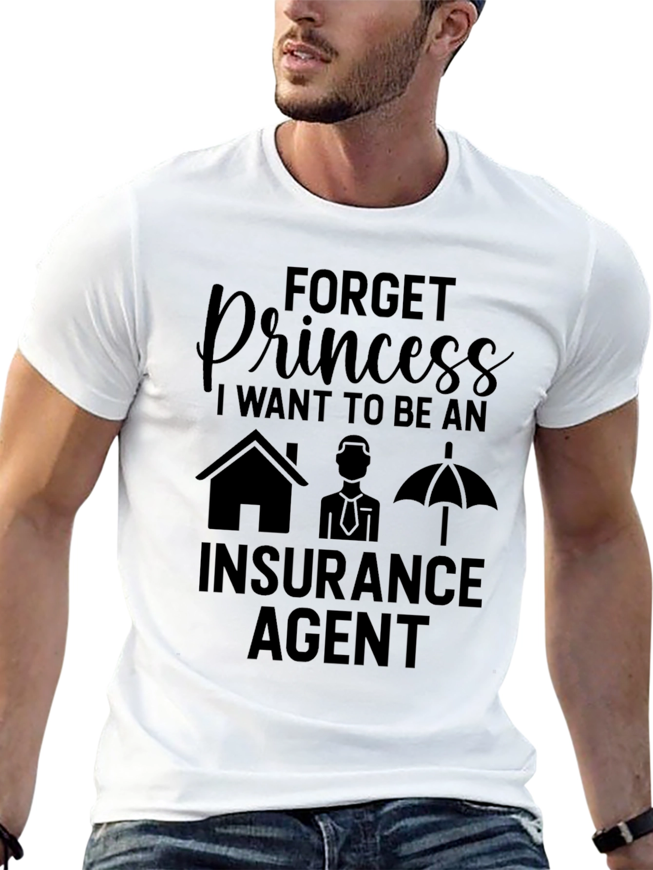 Forget Princess Insurance Agent Black T-Shirt