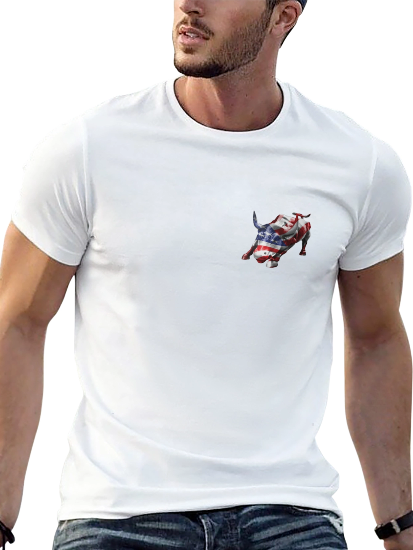 American Flag Bull Graphic Tee