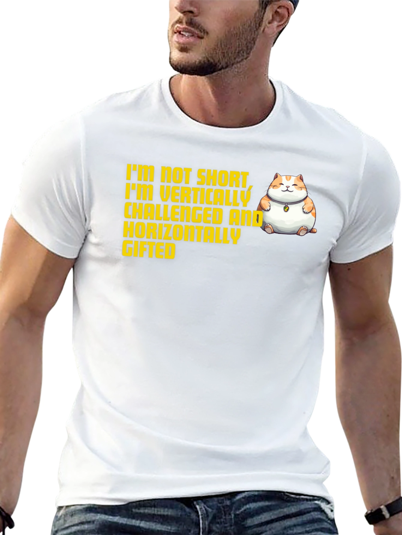 Funny Short and Gifted Cat Graphic T-Shirt