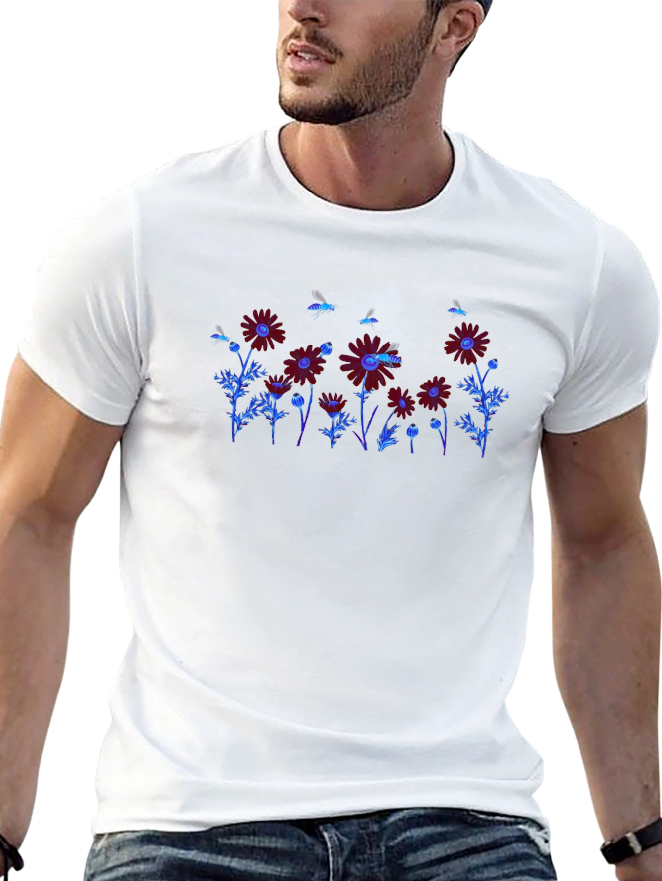 Floral Graphic Print Crew Neck T-Shirt
