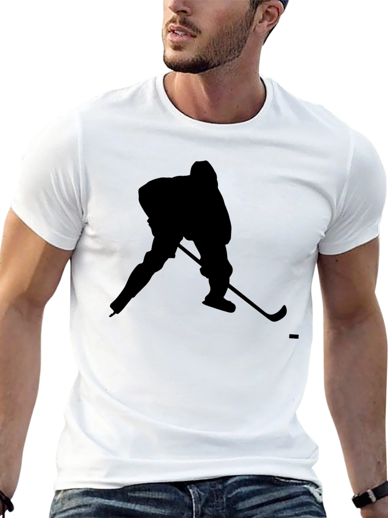 Hockey Player Silhouette Black T-Shirt
