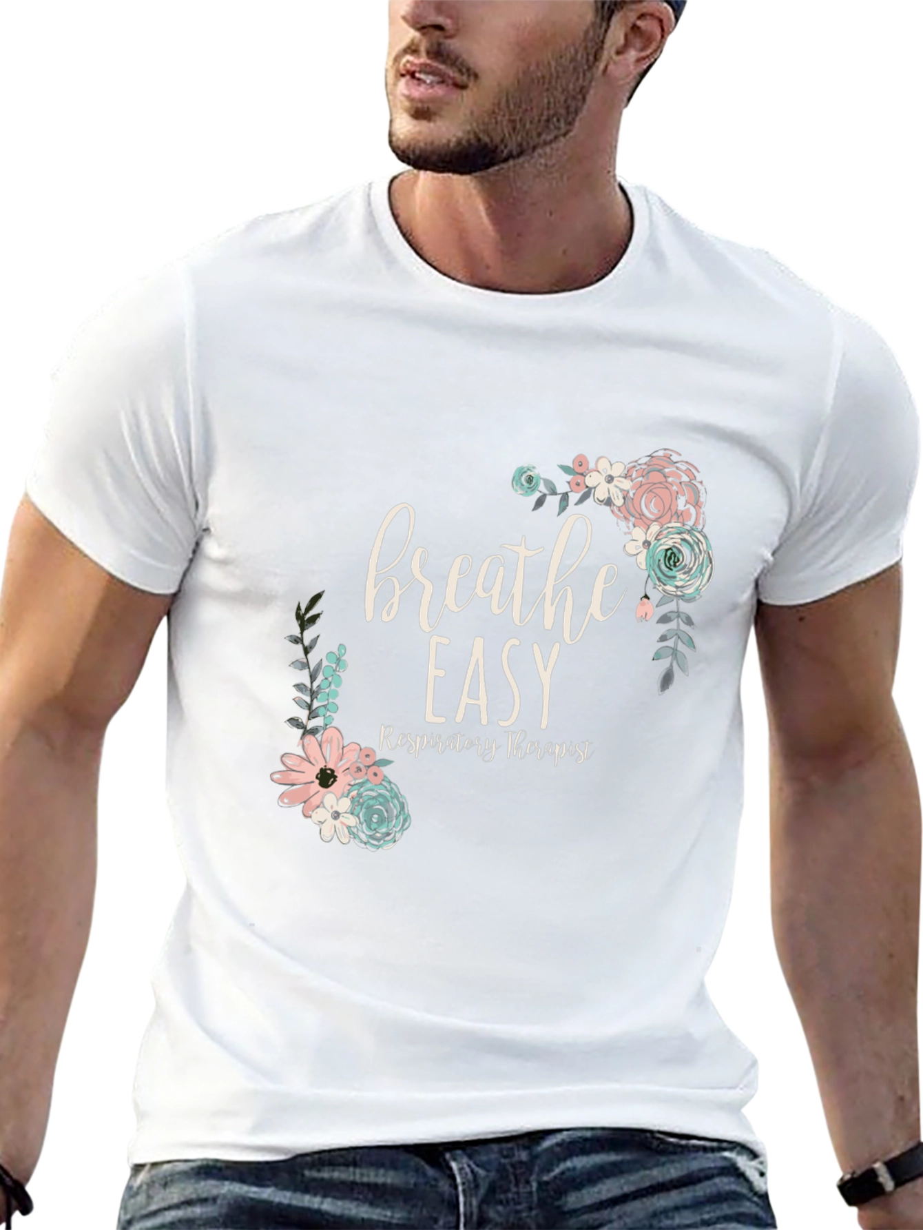 Breathe Easy Respiratory Therapist Floral T-Shirt