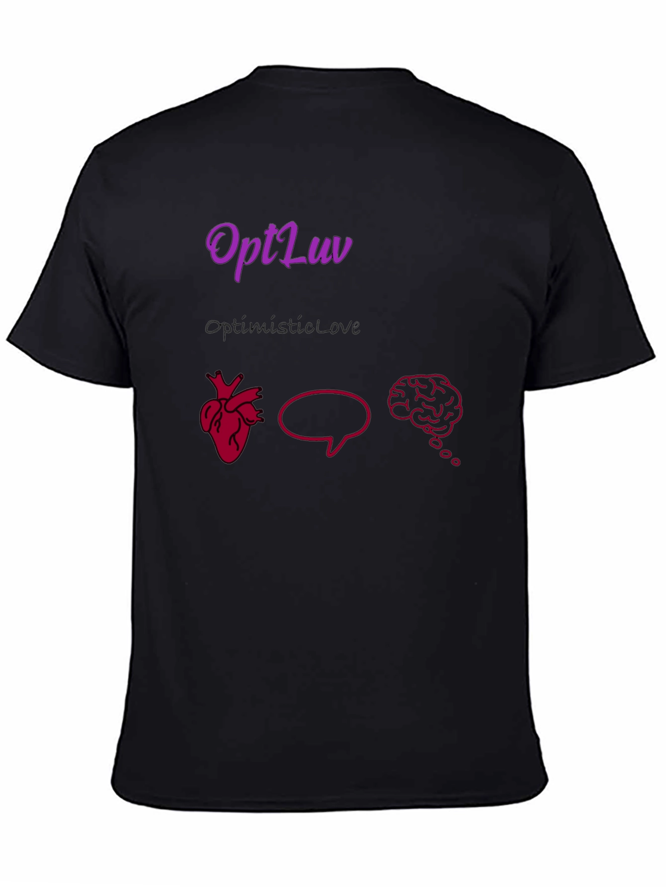 OptLuv Heart Mind Black Graphic T-Shirt