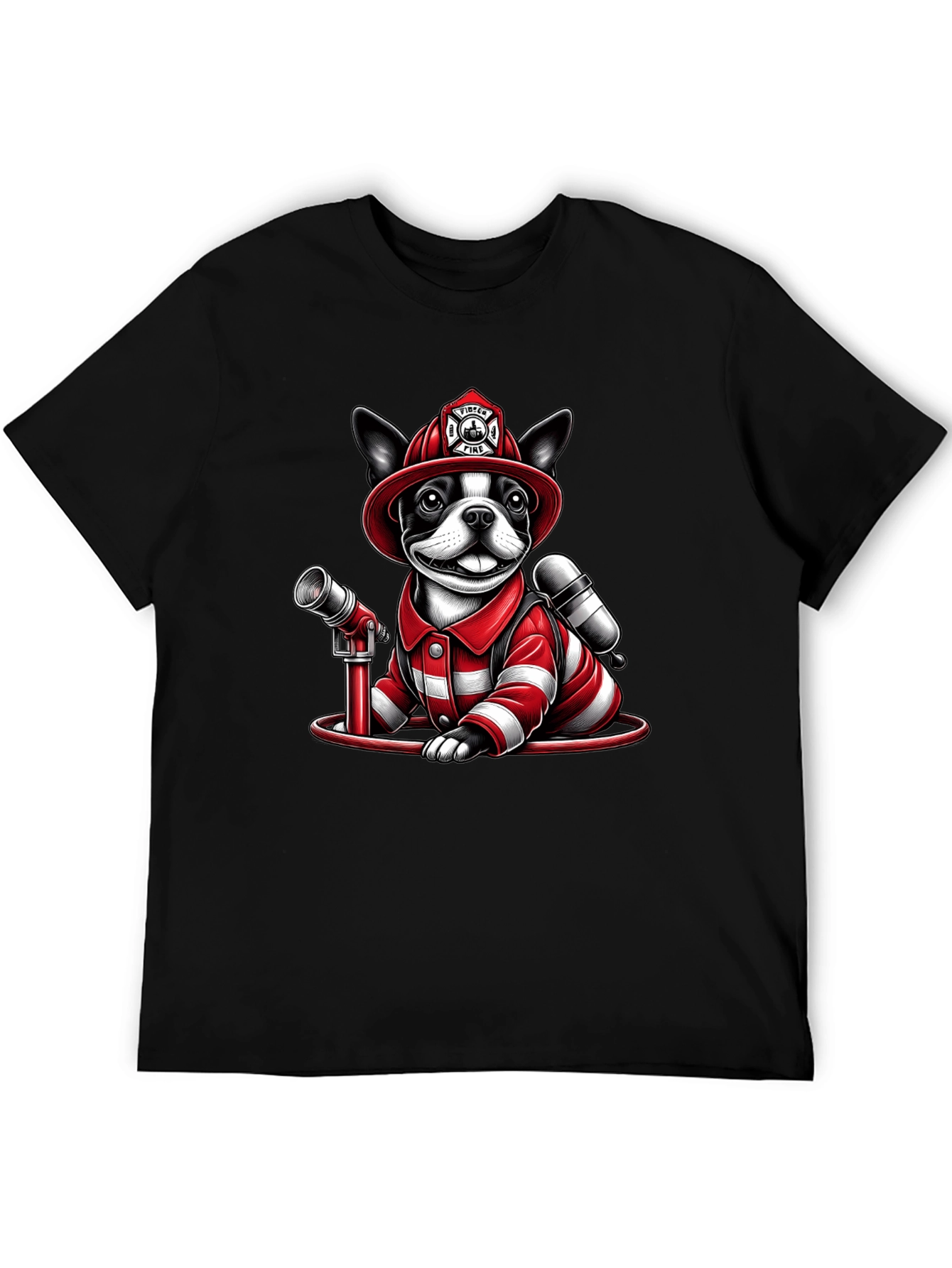 Firefighter Dog T-Shirt - Cute Cartoon Design