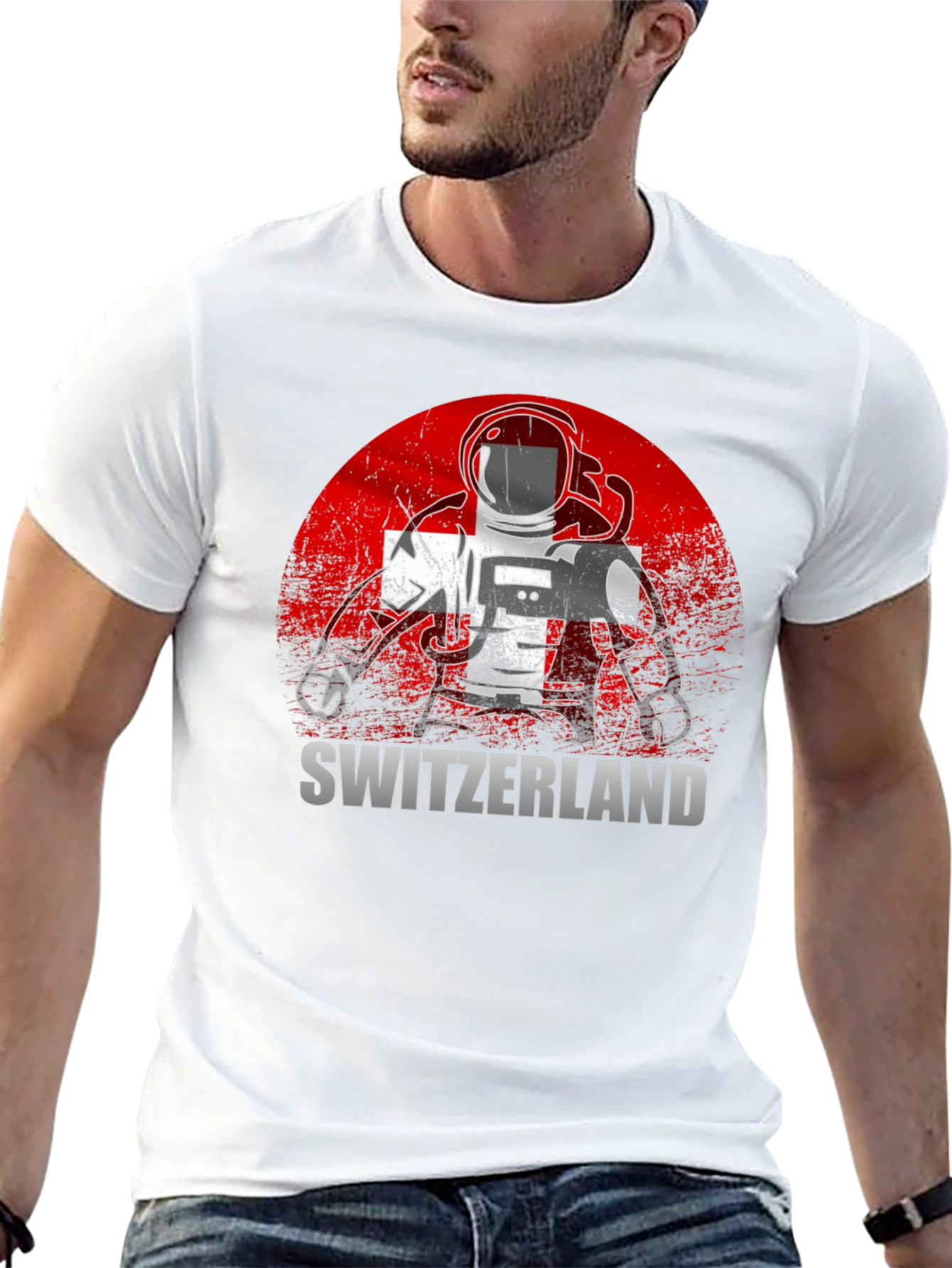 Switzerland Astronaut Graphic Tee
